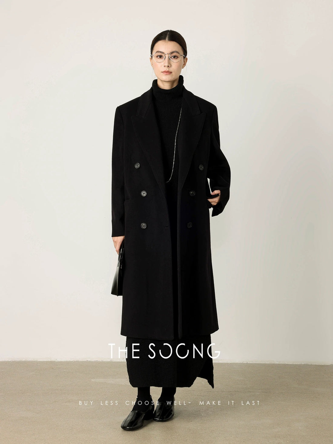 THESOONG/Autumn/Winter Classic Double-Breasted Cashmere Wool High-End Coat Jacket for Women 7281