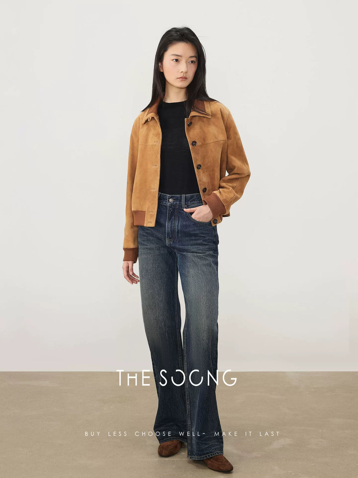 THESOONG / Spring New Ethiopia Imported Hybrid Sheepskin Suede Women's Leather Jacket 8572