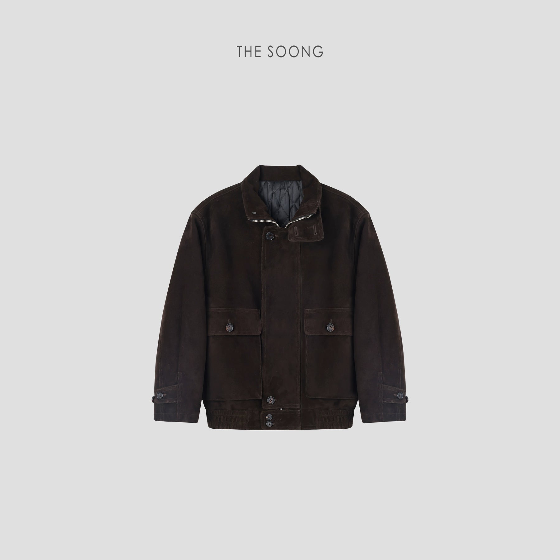 THESOONG/Late Arrival minimalist high-end lamb leather lapel relaxed leather jacket