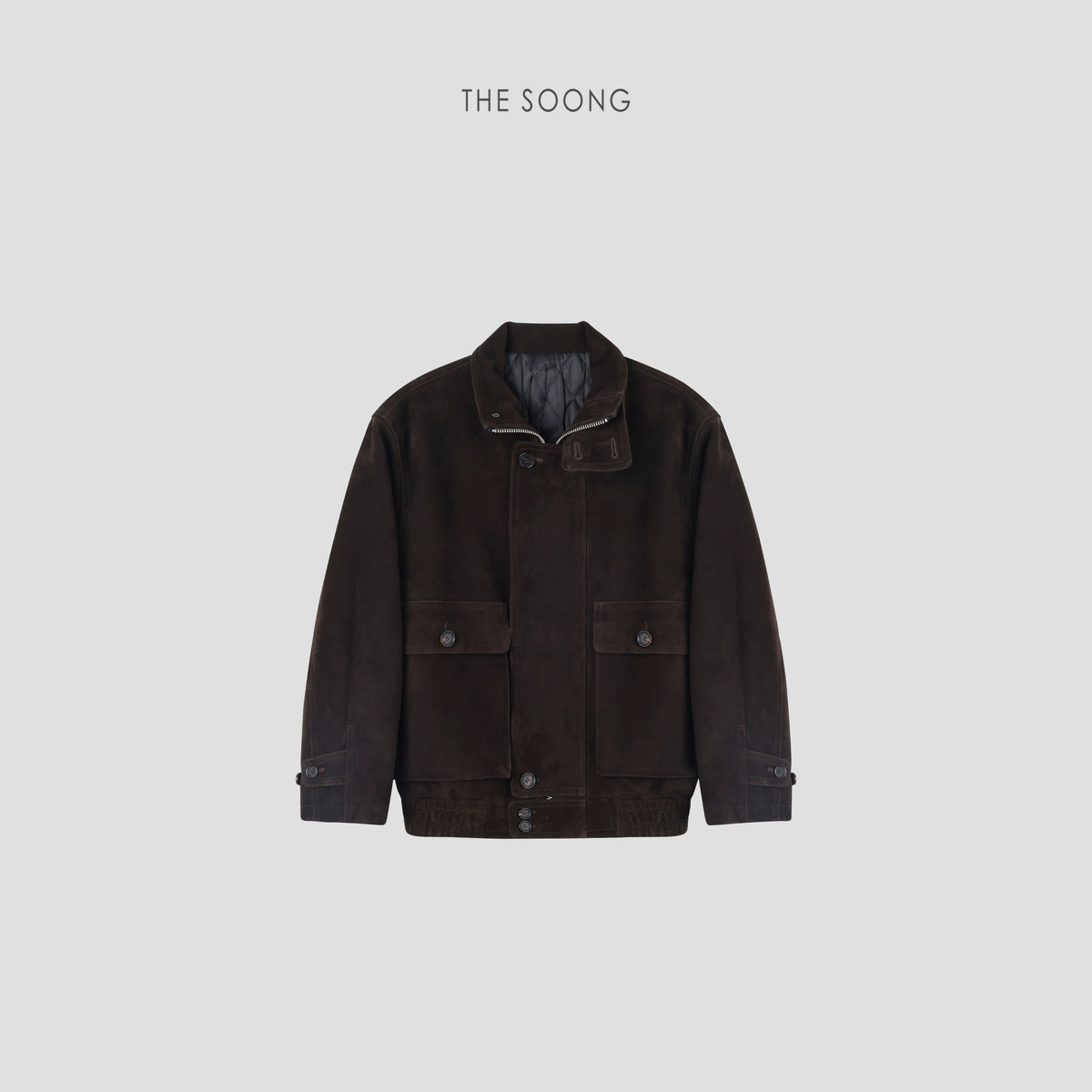 THESOONG/Late Arrival minimalist high-end lamb leather lapel relaxed leather jacket