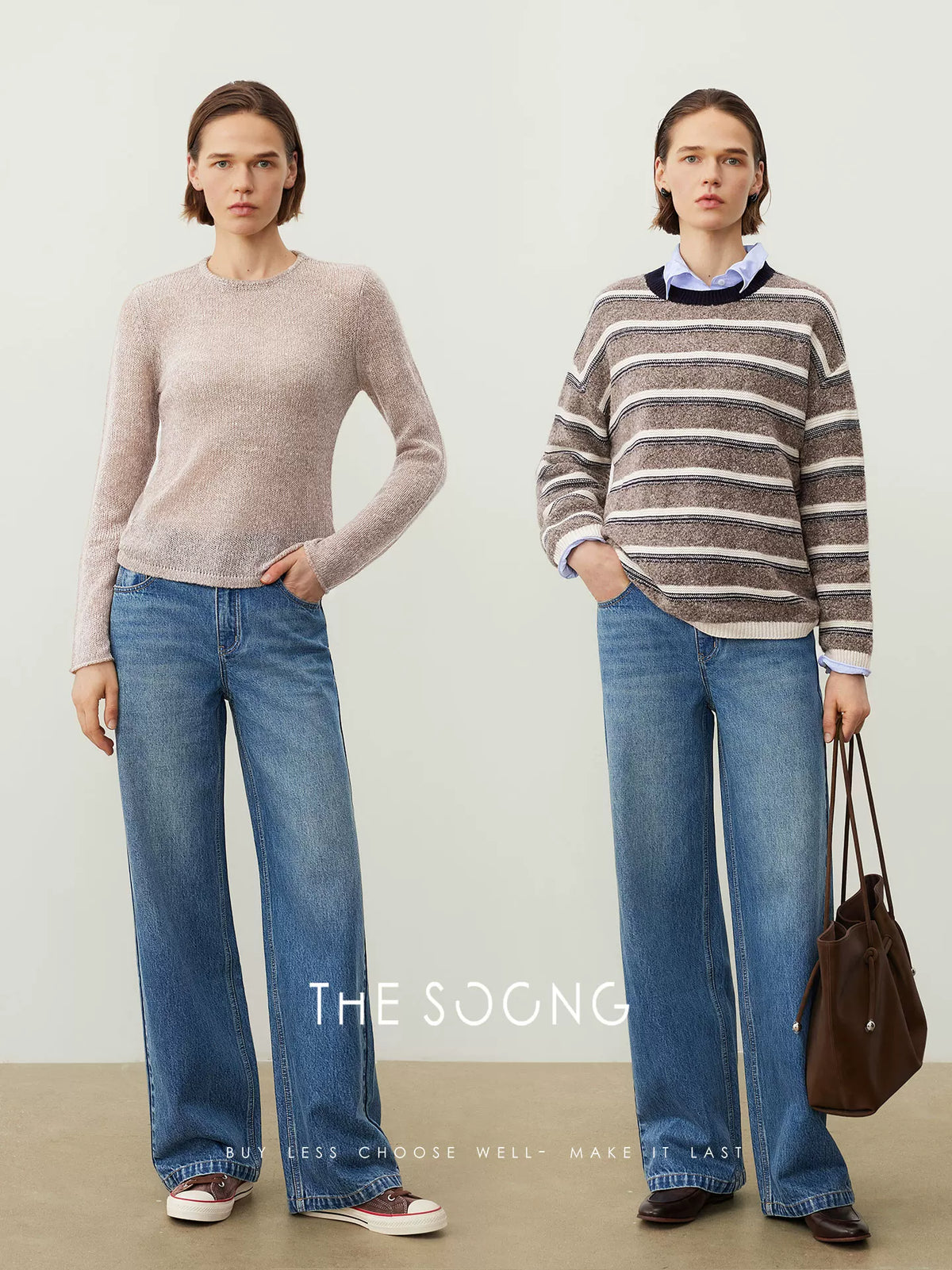 THESOONG/Blue Cow Bracket Pants, Turkish Imported Fabric 100% Cotton Straight-Leg Jeans for Women, Durable 7276