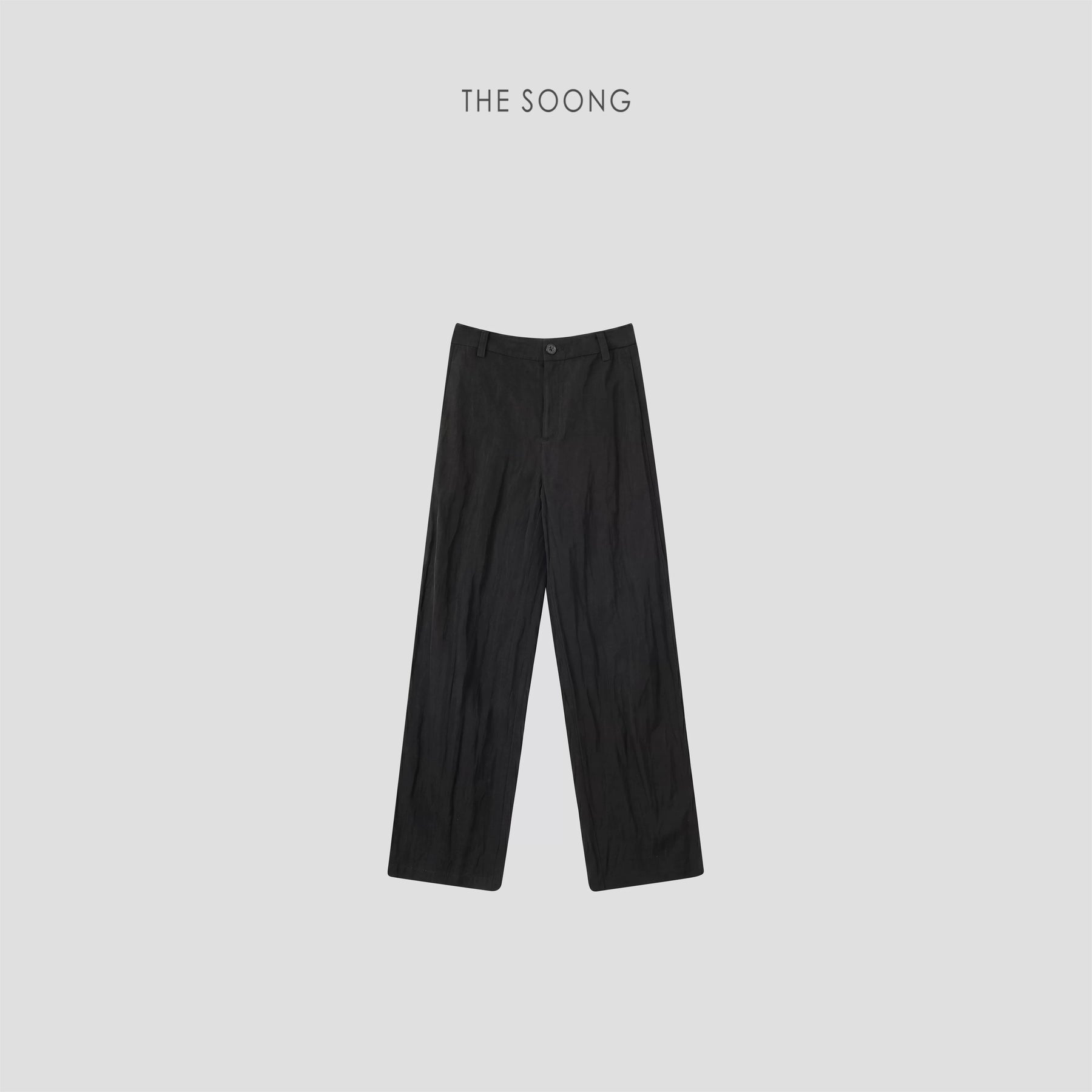 THESOONG/Textured Feel Cotton-Blend with Metallic Thread Slightly Curved Wide-Leg Casual Pants for Women 8750