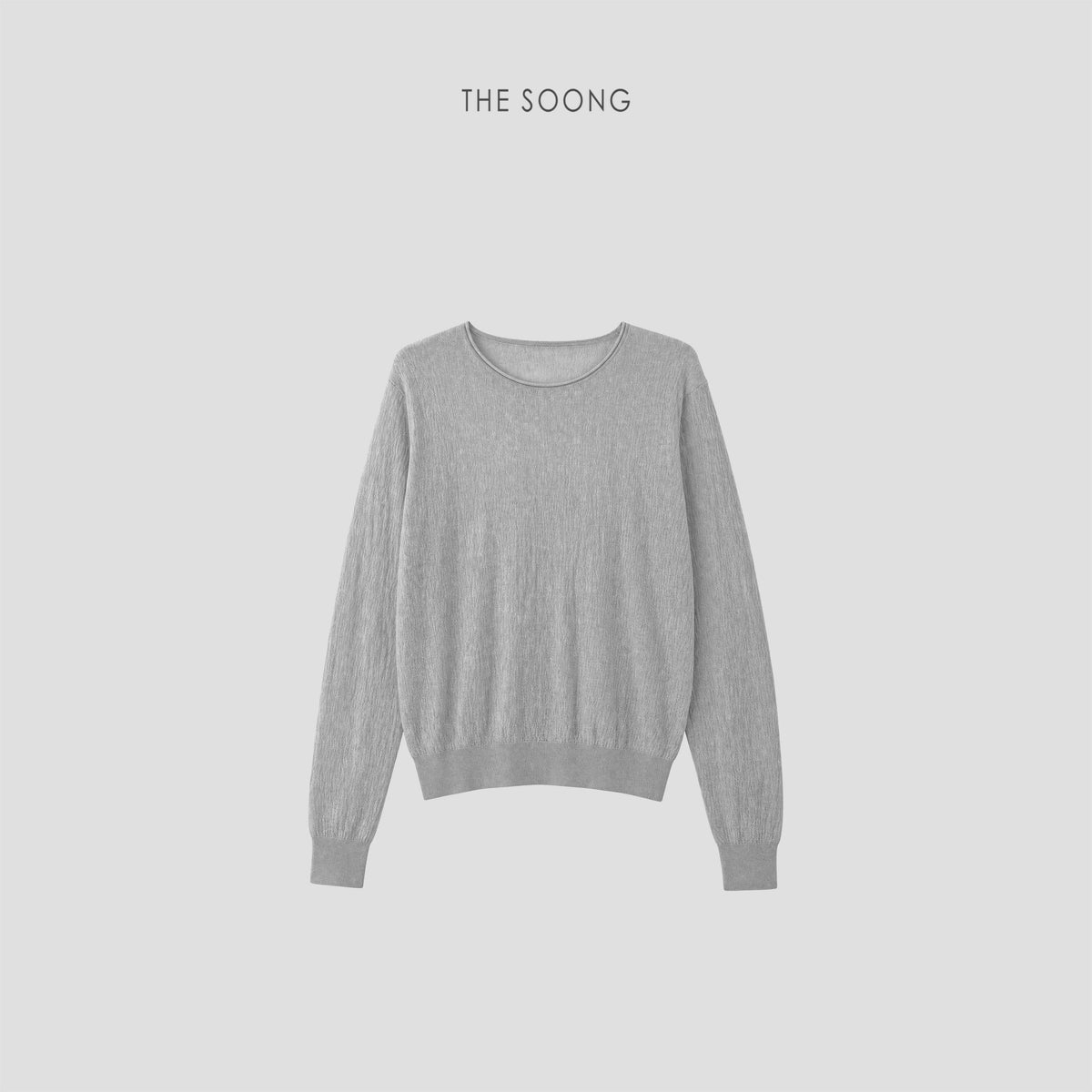 THESOONG/Summer Thin Tencel Acetate Smooth Draped Women's Long-Sleeve Round-Neck Shirt 9217