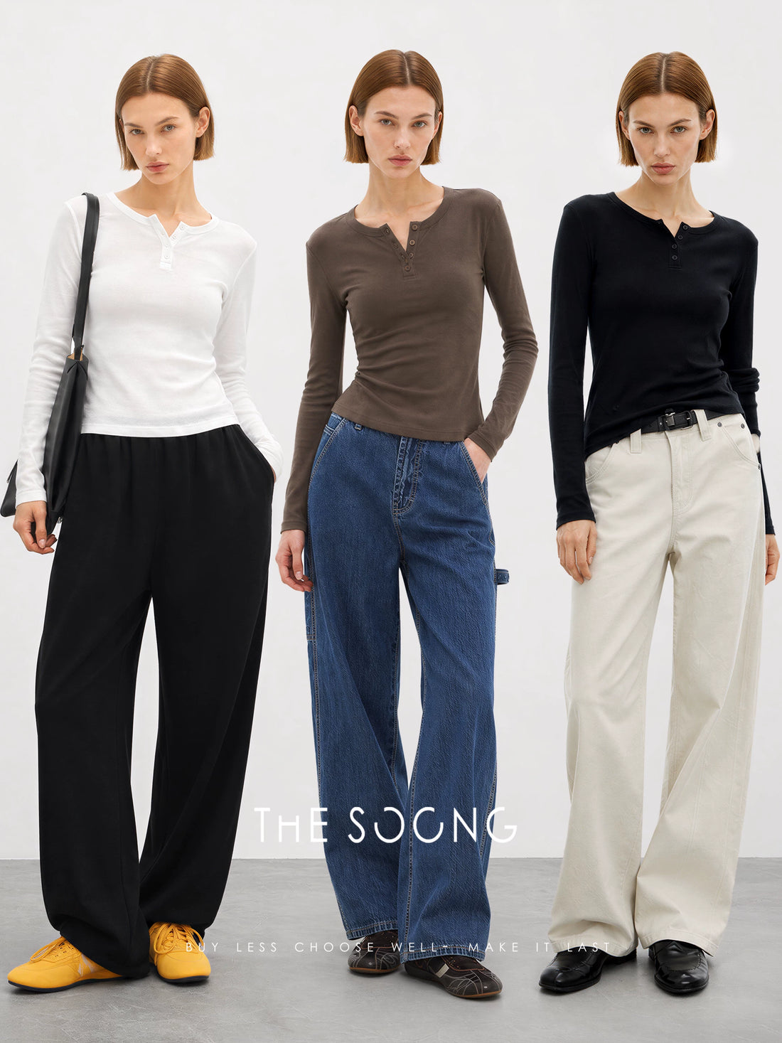 THESOONG/简感亨利 早秋新款经典基础亨利领女士长袖上衣9436