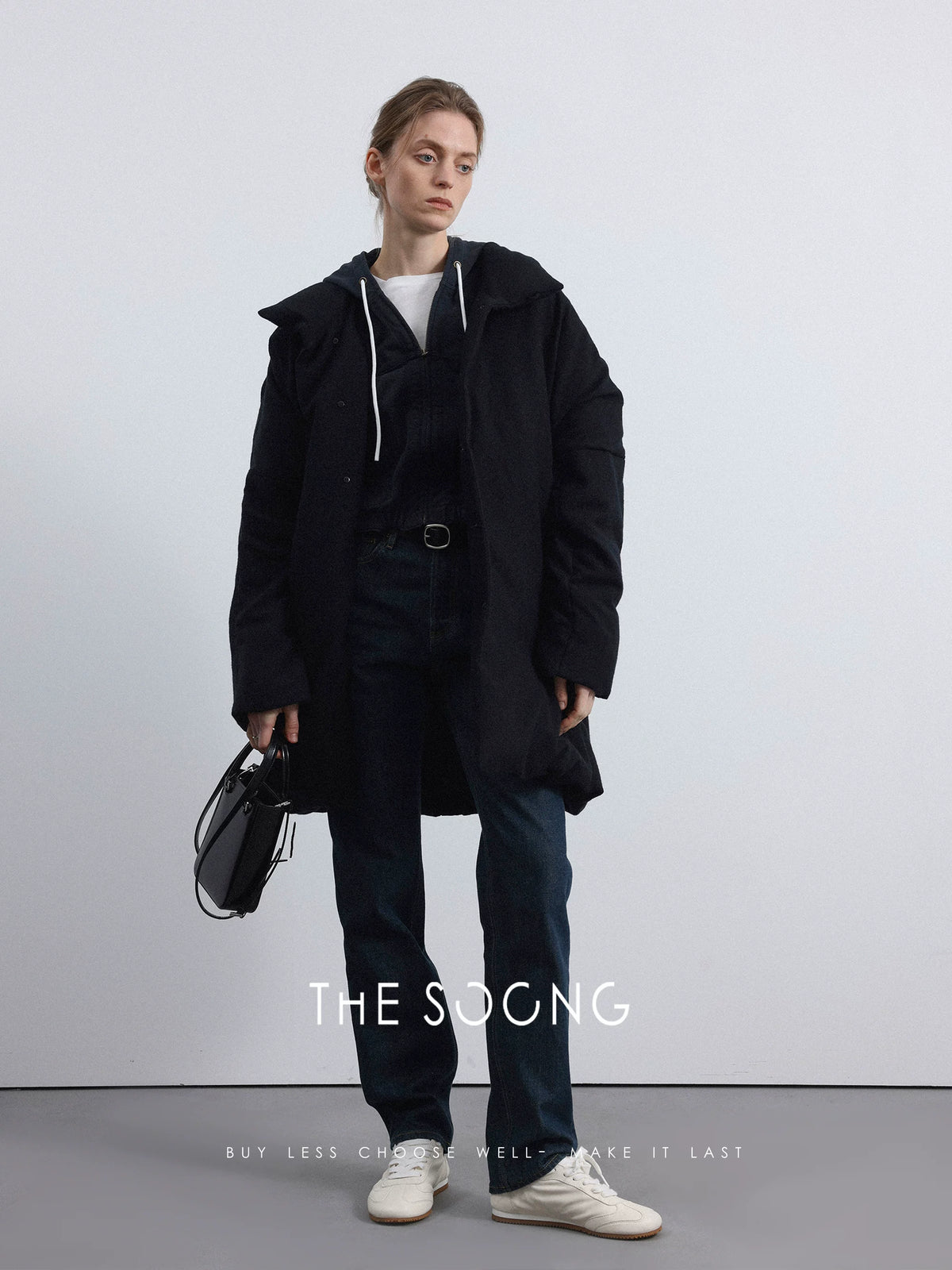 THESOONG / Relaxed Edge 95 White Goose Down Winter Black High-end Stand-collar Down Jacket 8090