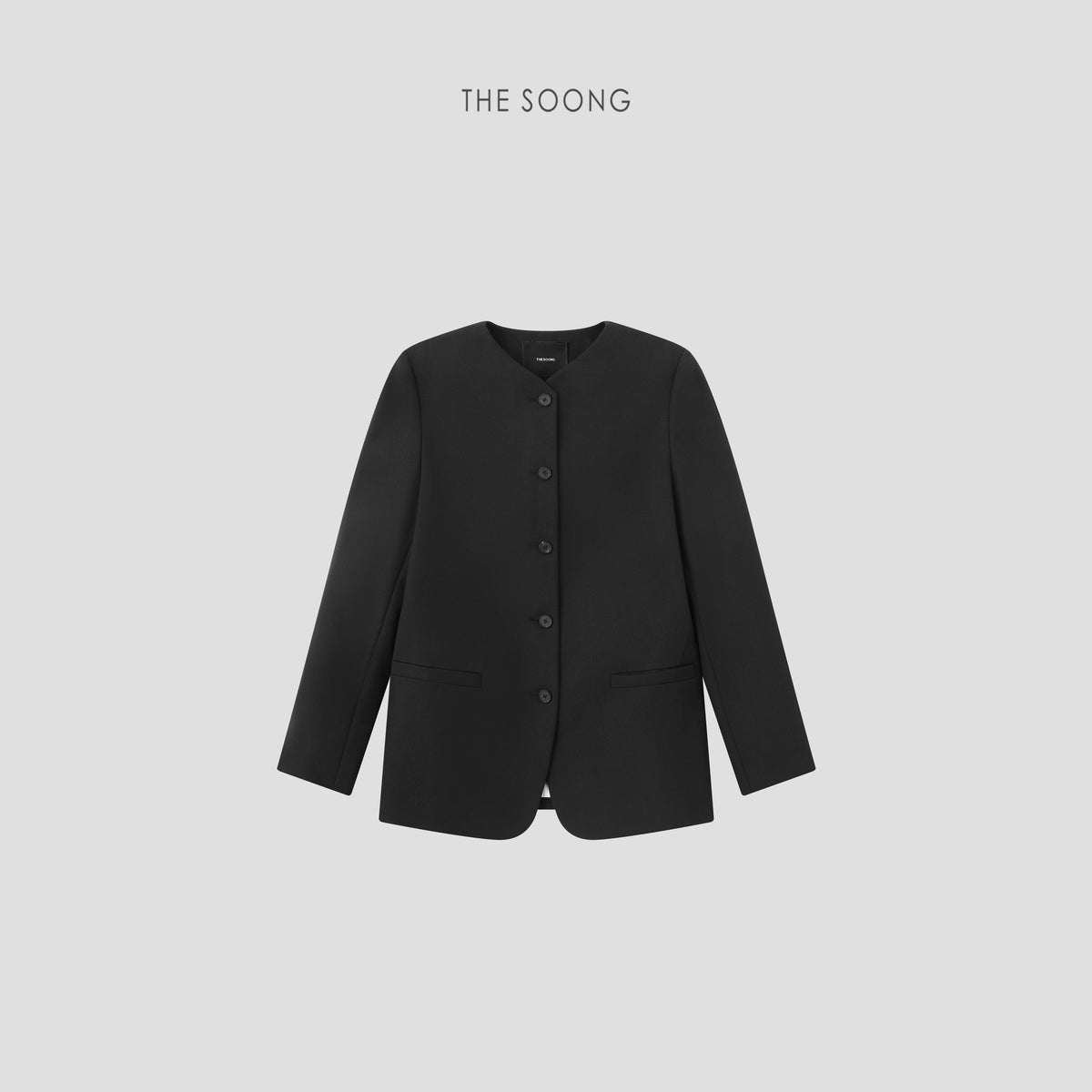 THESOONG / Minimal Origin Wool Finely Tailored Hand-sewn Buttonless Women's Collarless Blazer 7467