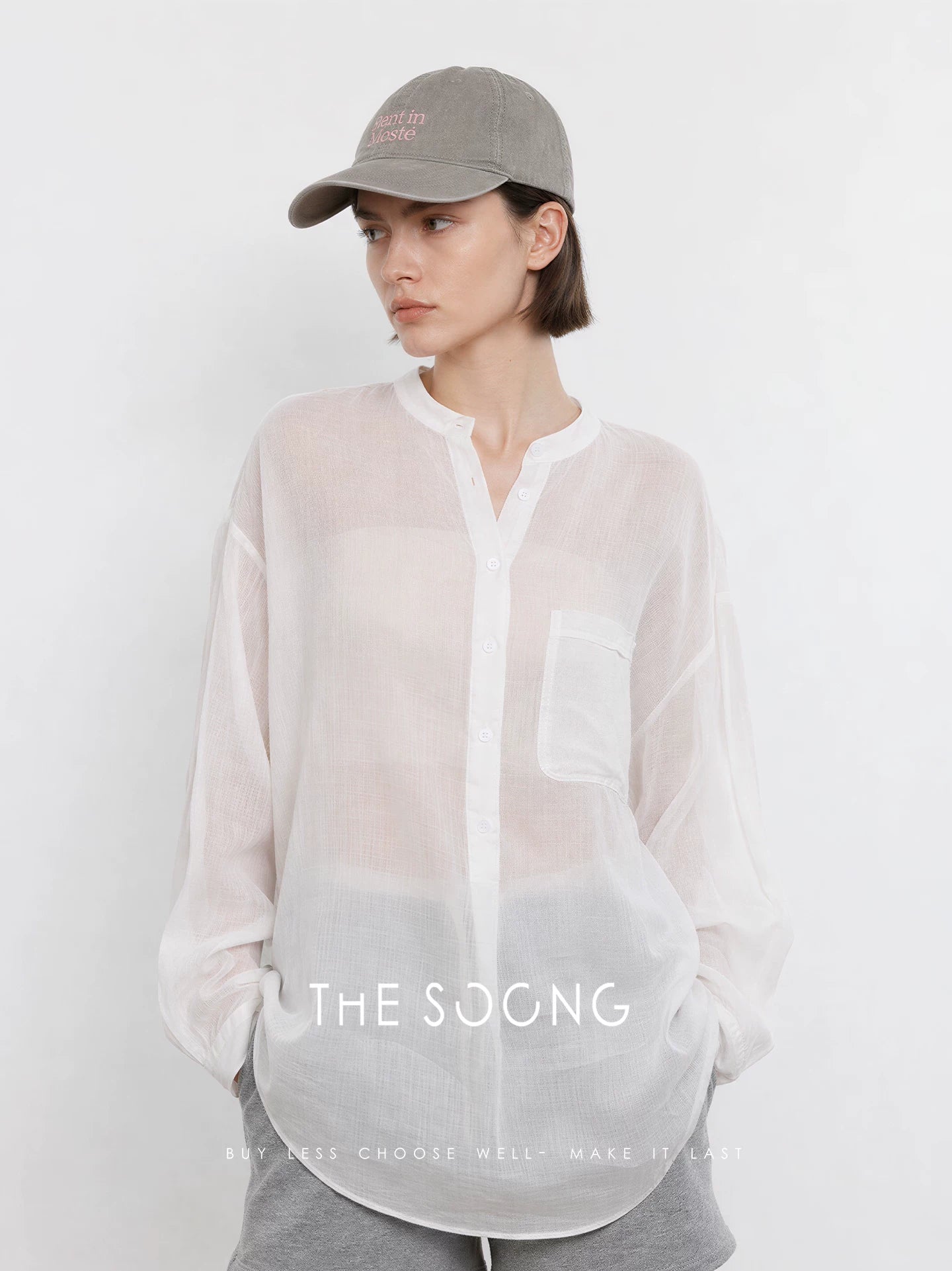 THESOONG / 100% linen shirt for women, summer loose long sleeve, stone-washed soft sun-protection top HWCS9382