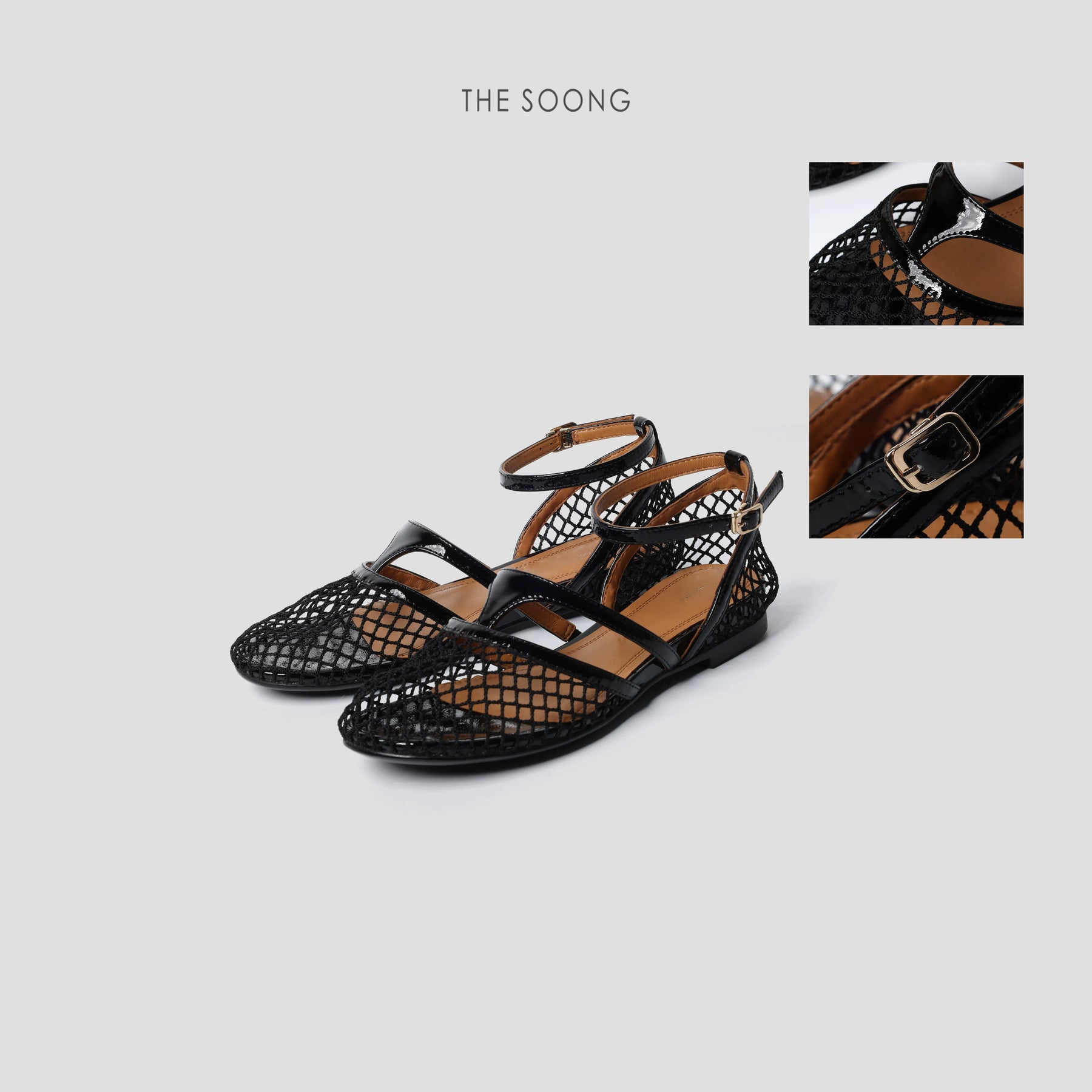 THESOONG / Hollow-Out Sandals Classic Breathable Mesh Lightweight Cross-Strap Sandals 7159