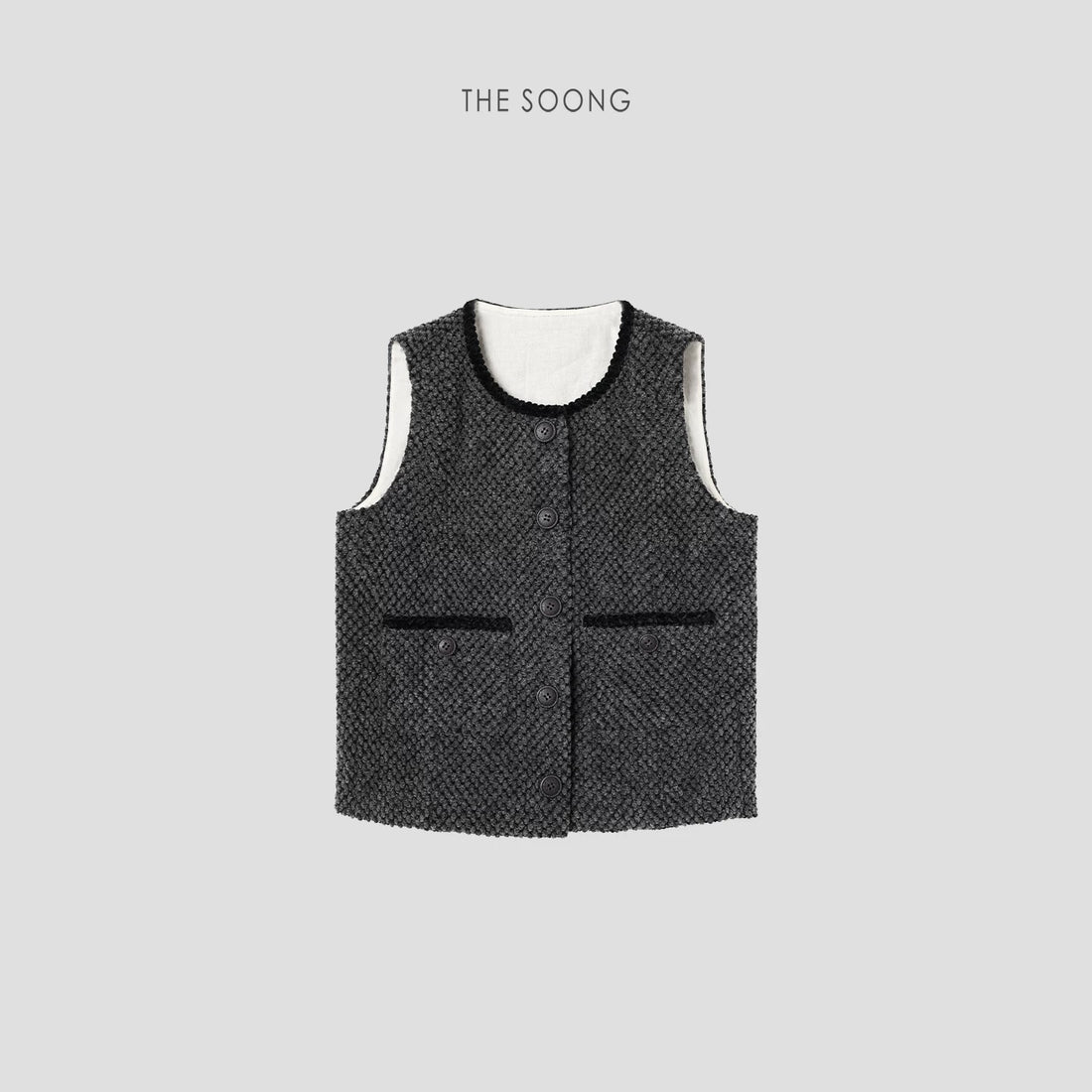 【Clearance 3】Tailored wool hand-knitted textured autumn/winter women's lace vest cardigan 7649