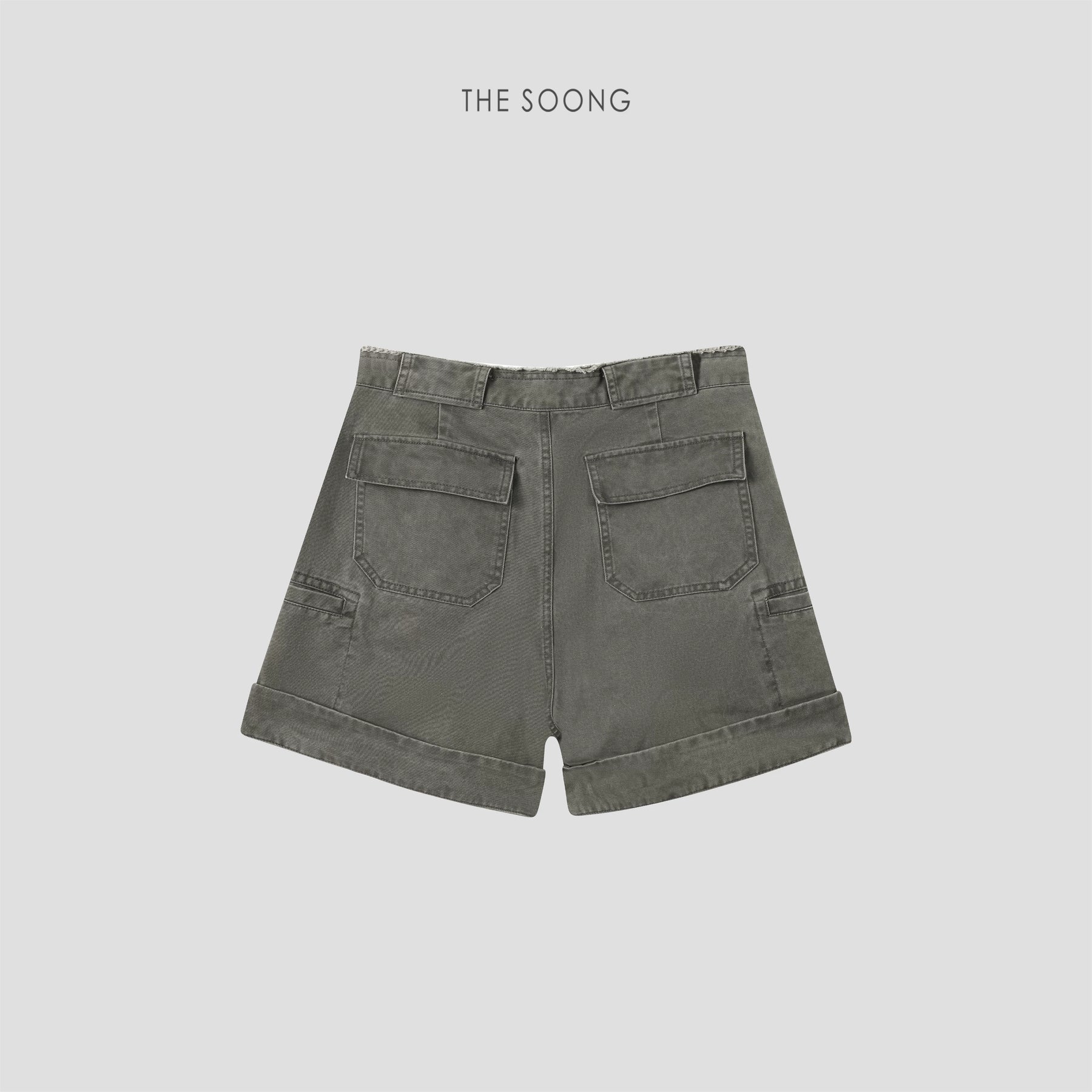 THESOONG/Retro Workwear Summer 100% Pure Cotton Heavy Enzyme Stone-Washed Waist-Shaping Work Shorts for Women 8958