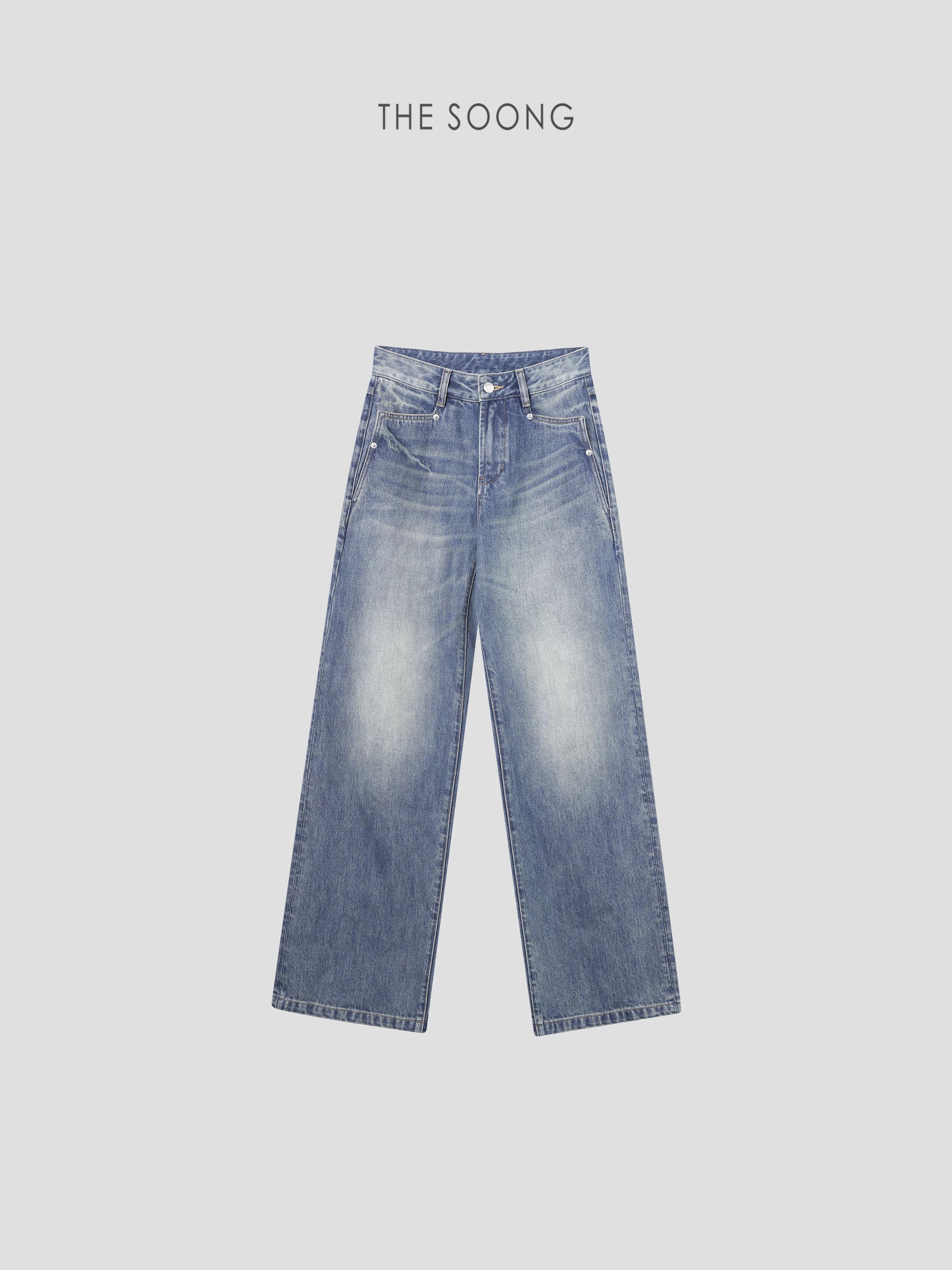THESOONG / Yapi Aesthetic Vintage Italian Original Yarn Washed Line Sense Curved Knife Jeans 6942