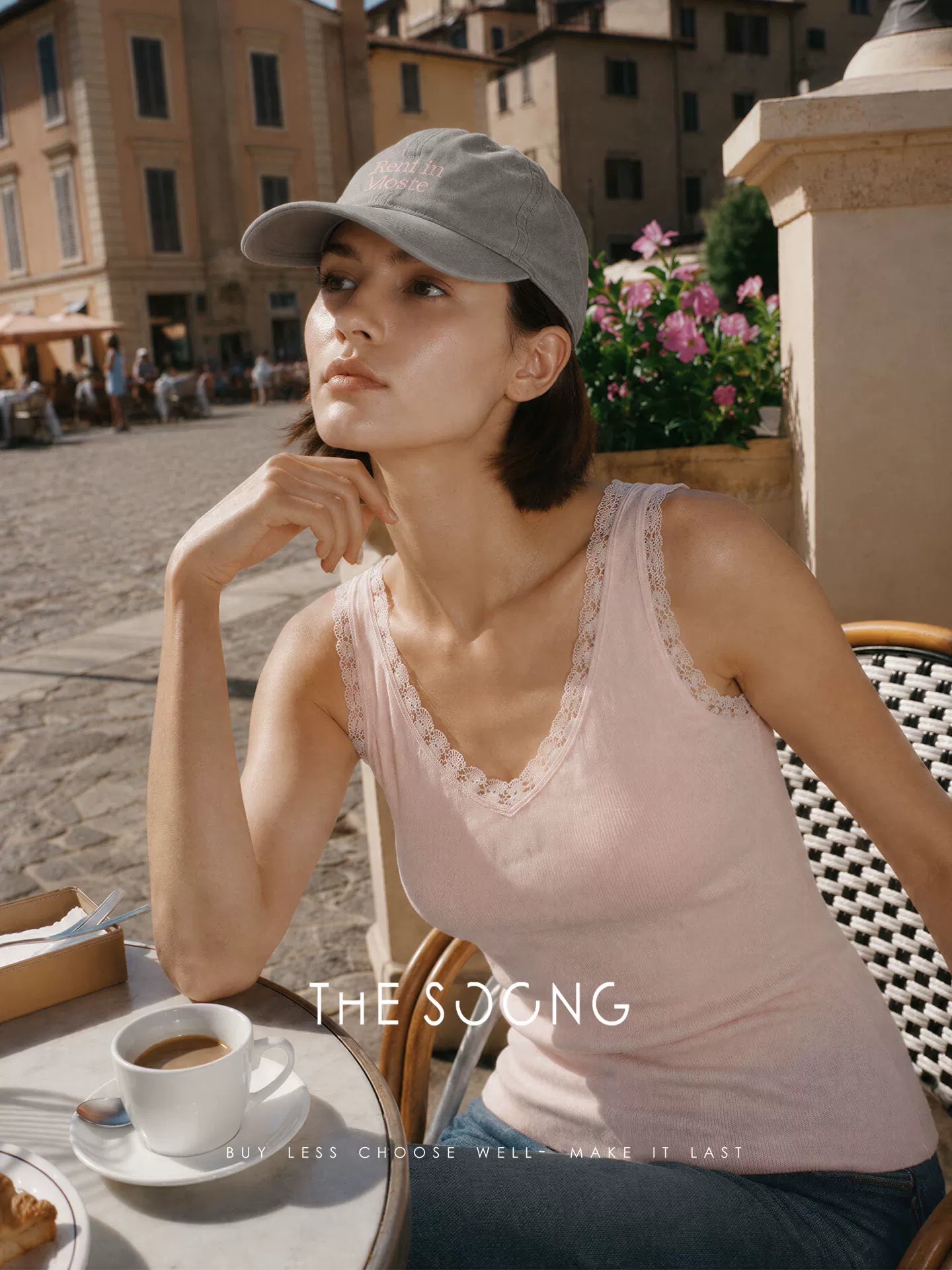 THESOONG/Lyocell Mulberry V-neck Fixed-Dye Lace Lace Groove Knit Camisole for Women 9404