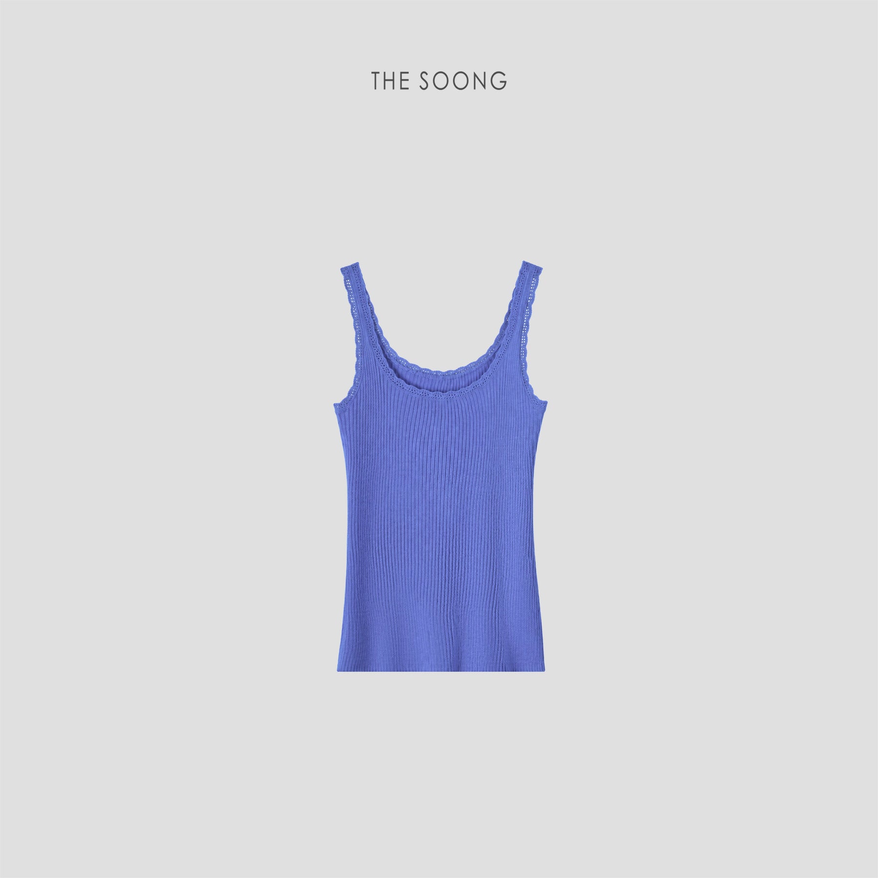 THESOONG/Merino Wool Blend Ribbed Knit Vest Women's Lace Trim U-Neck Short Camisole HWBX9322