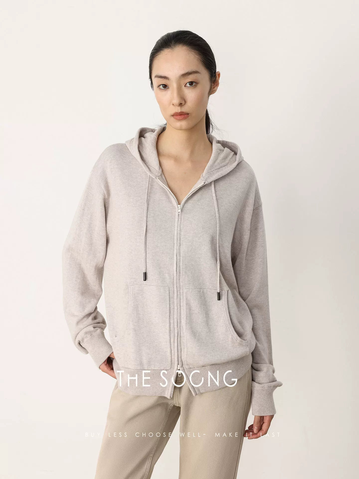 THESOONG/Spring New Simple Commuting Sweatshirt Jacket for Women Cardigan with Pockets Thin HBMY8403