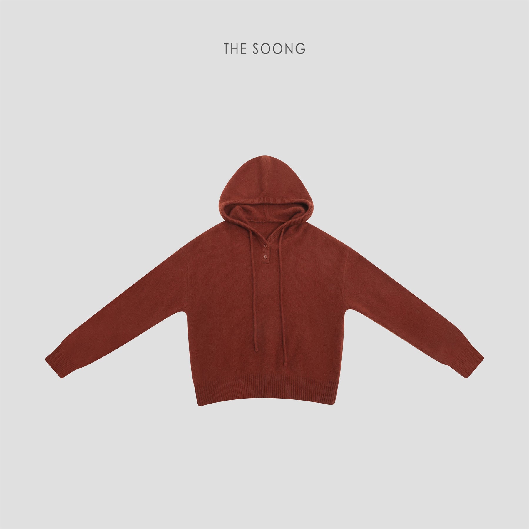THESOONG/Wool Blend Hooded Knit Sweater for Women Spring Loose Pullover 8472
