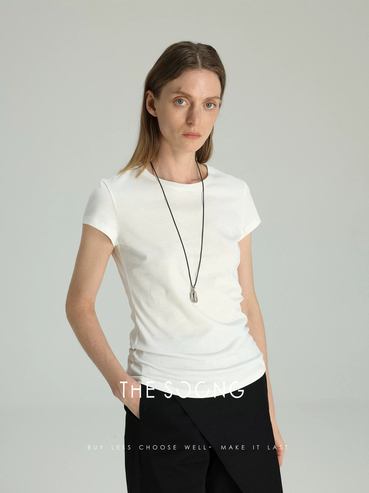 THESOONG/ Several pieces per person classic white basic skin-feel long-sleeve minimalistic crewneck T-shirt for women
