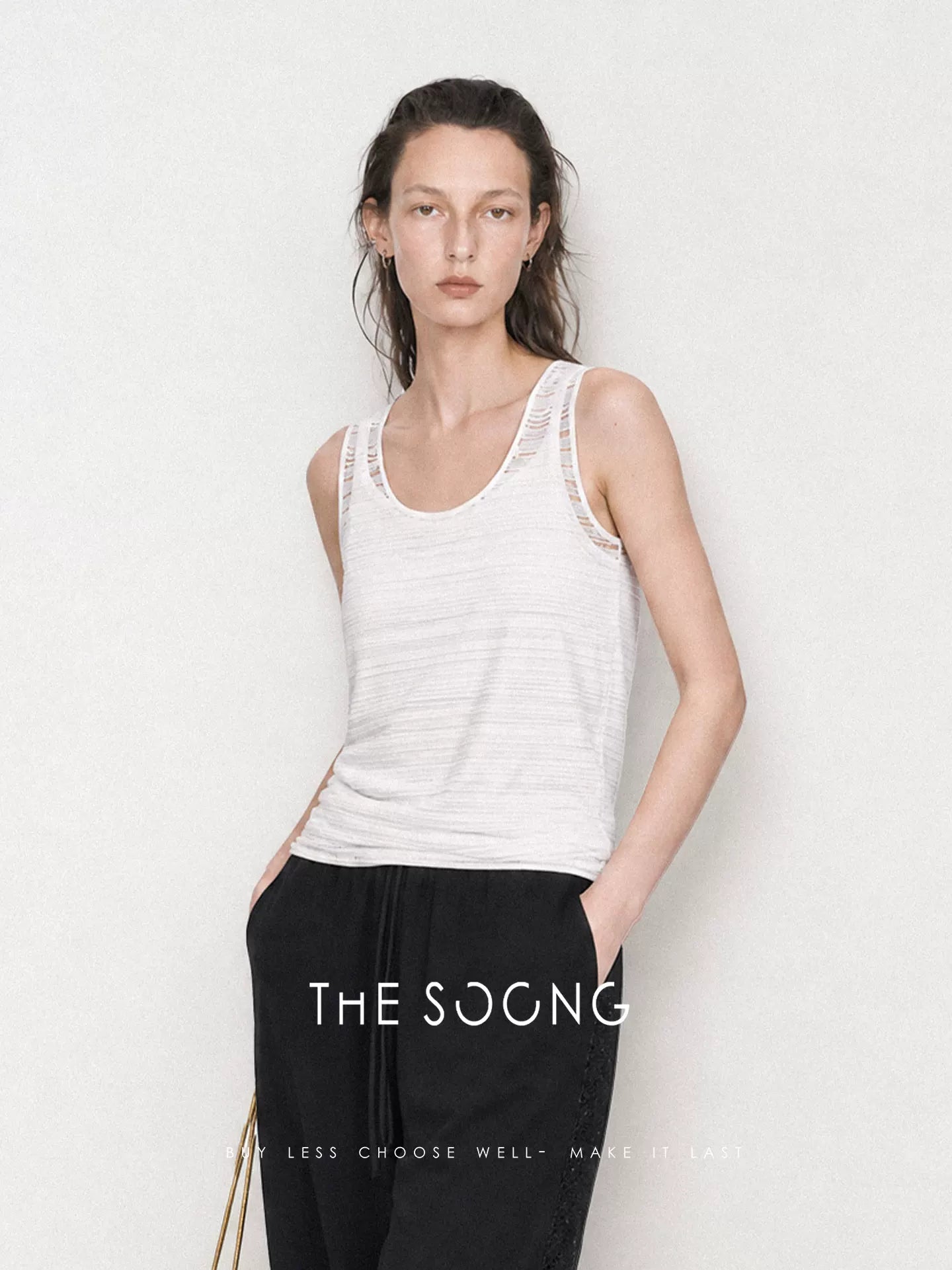 THESOONG/Vintage Literary, Wool Blend Fine Texture Striped Round-Neck Vest 7212
