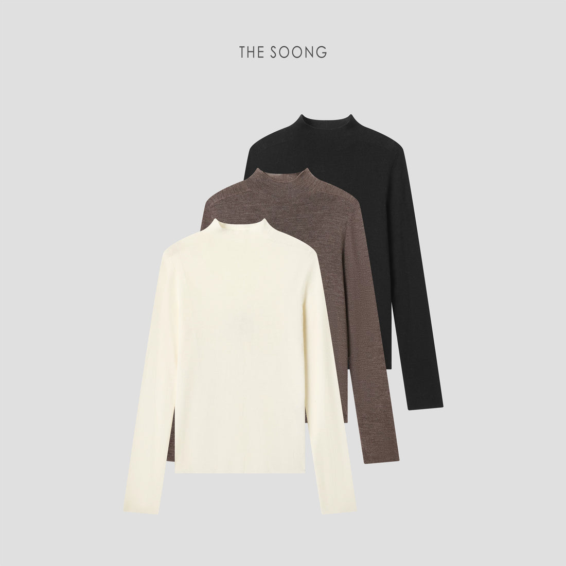THESOONG/Acetate wool seamless one-piece classic high-density soft skin-feel small stand collar base sweater 7205