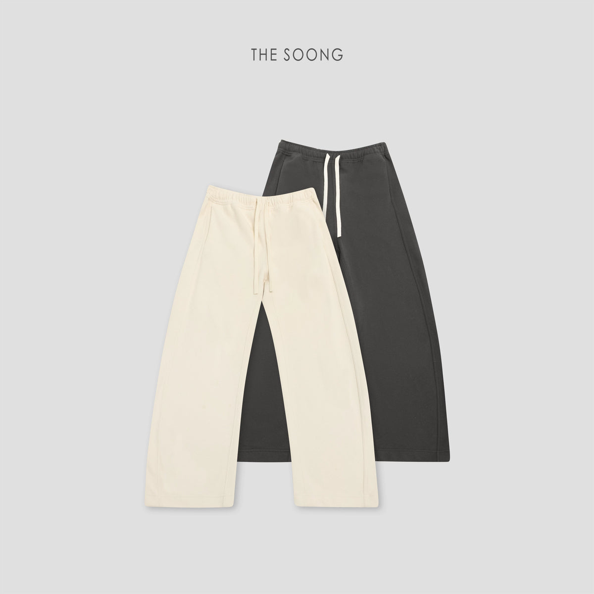 THESOONG/"Curved knife sweatpants" early spring new fleece-thickened slimming elastic mid-waist casual pants for women 8356