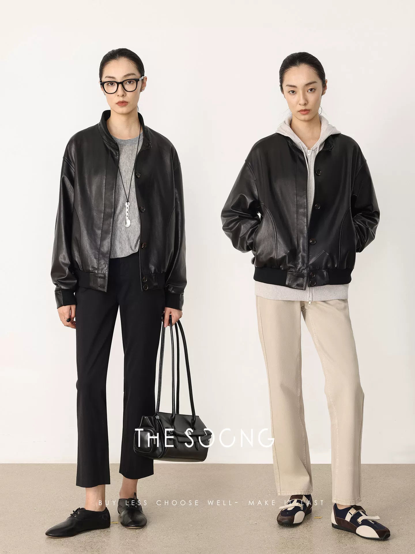 THESOONG/Flexible UK Imported High-Quality Sheepskin Crew Neck Jacket for Women HWPY8722