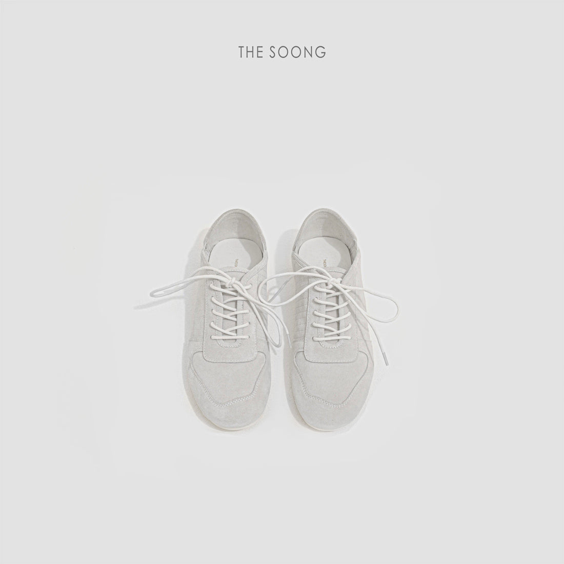 THESOONG/Suede White Sneakers Classic Cow Suede Lace-Up Soft Versatile Casual Shoes 8424