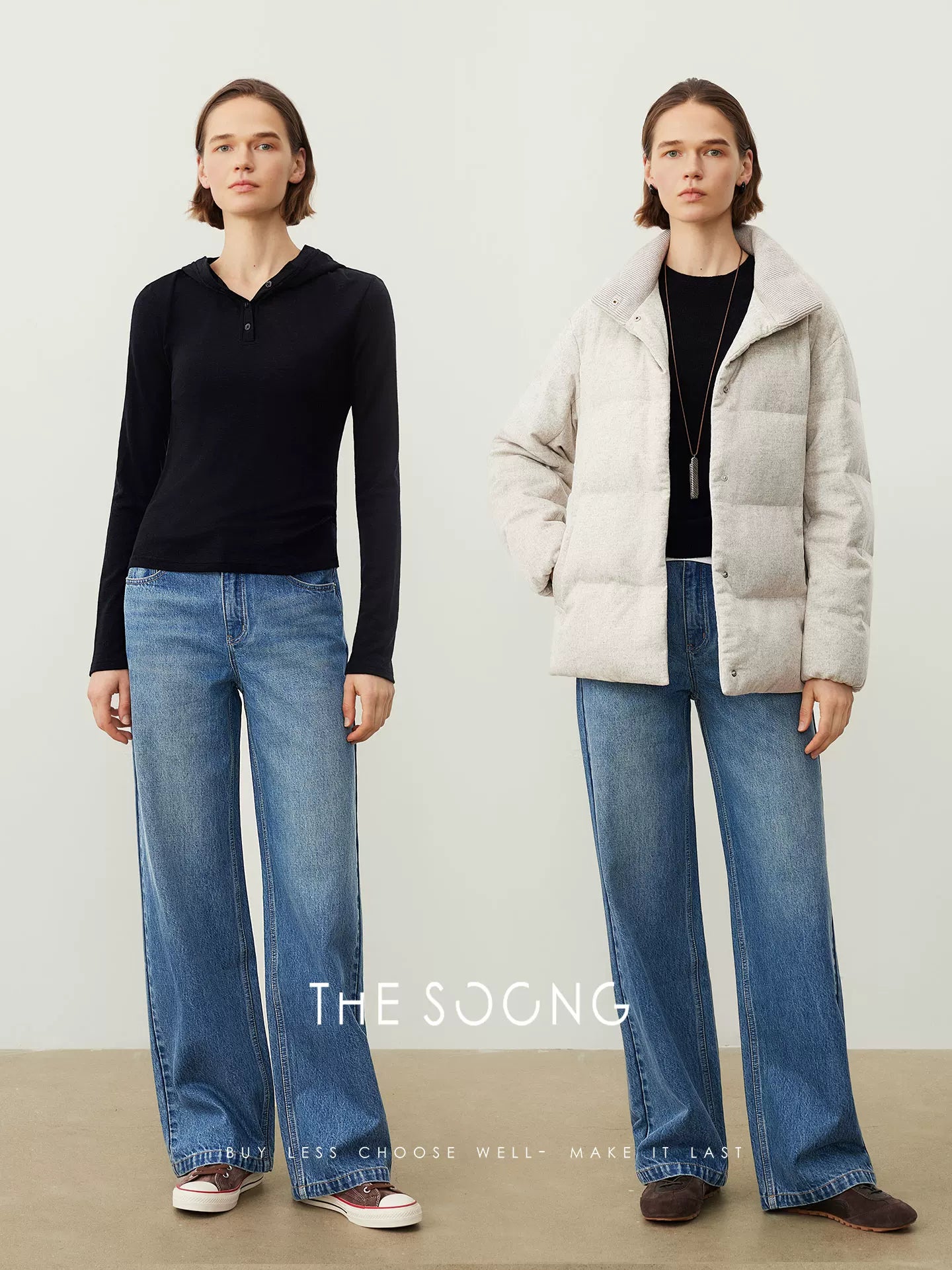 THESOONG/Blue Cow Bracket Pants, Turkish Imported Fabric 100% Cotton Straight-Leg Jeans for Women, Durable 7276
