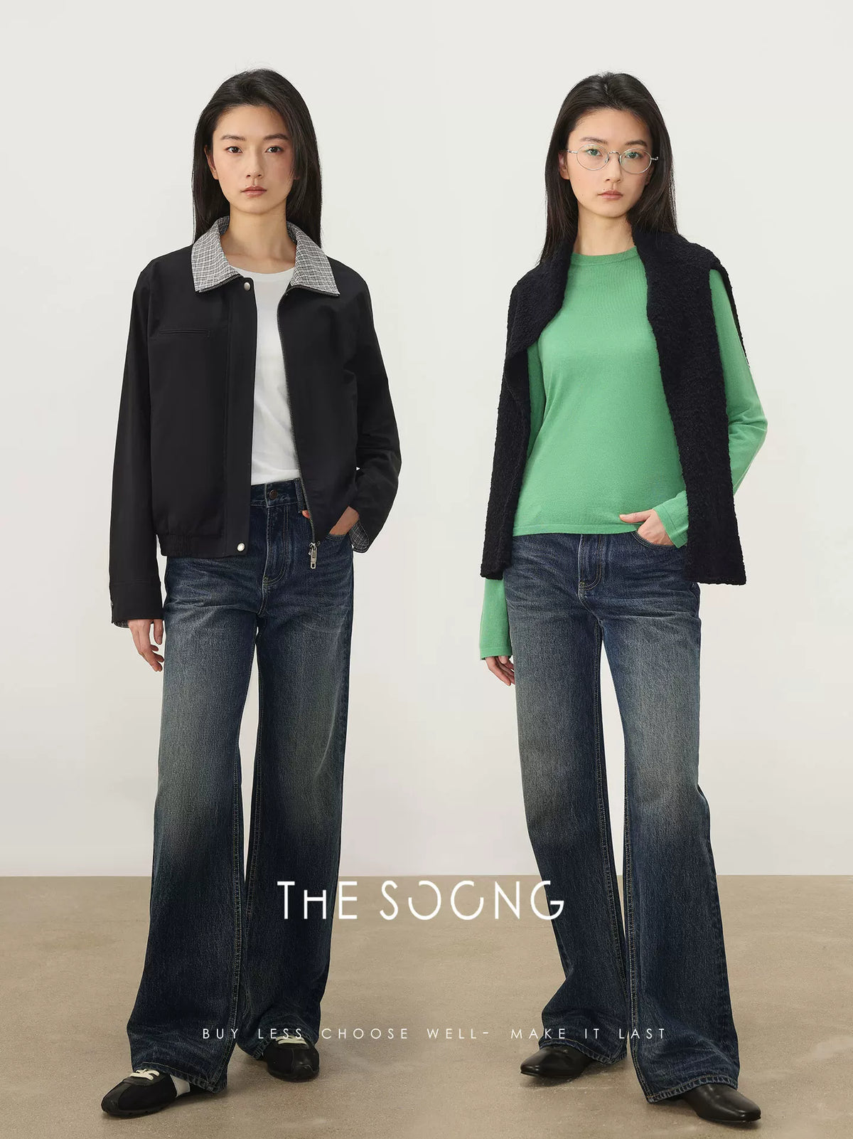 THESOONG/Cloud Catwhisker Spring BB Classic Straight-Leg Jeans for Women, Vintage Wide-Leg Slimming Long Pants 8255