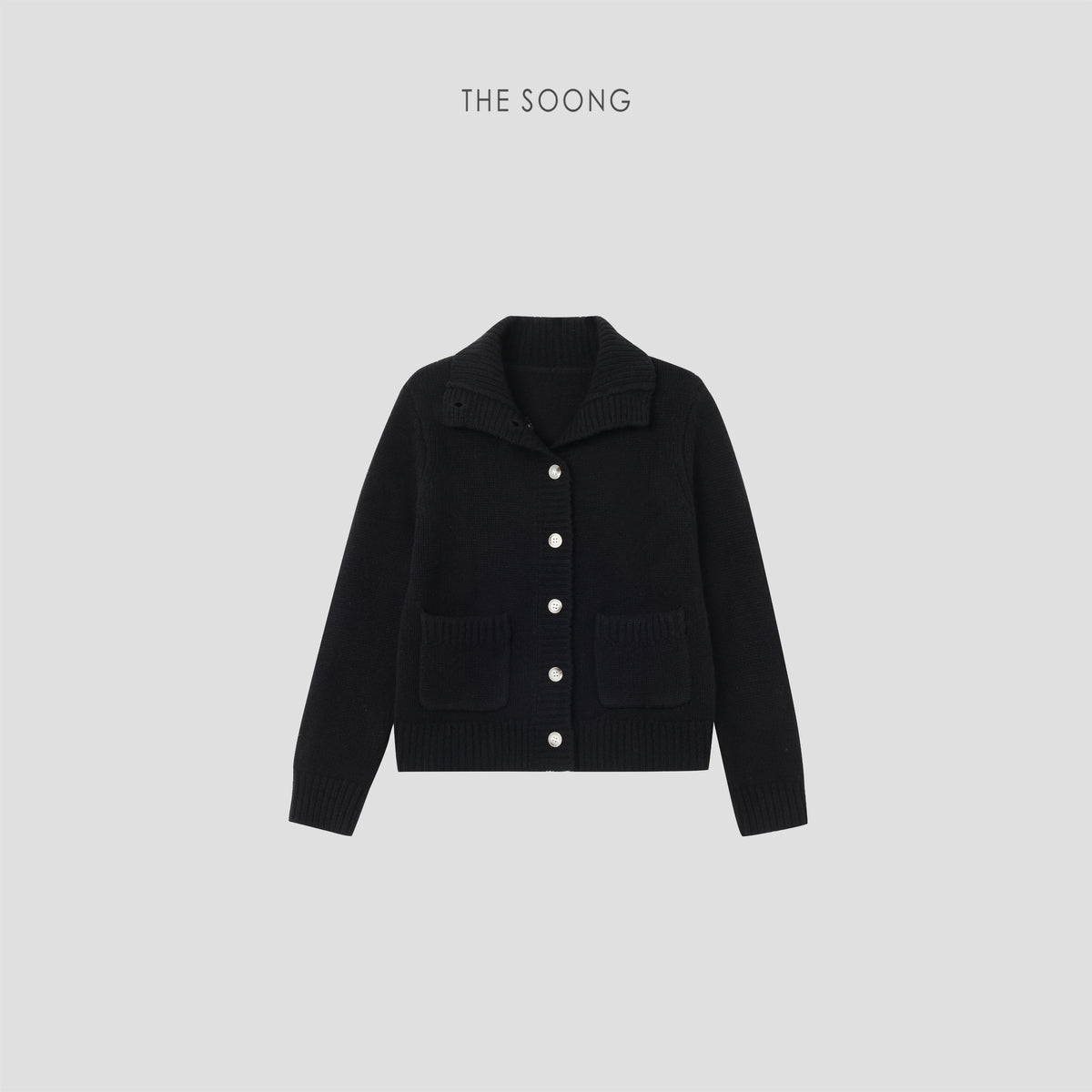 THESOONG/Doni Vintage New 100% Wool Threaded High Neck Button Cardigan for Women 9231