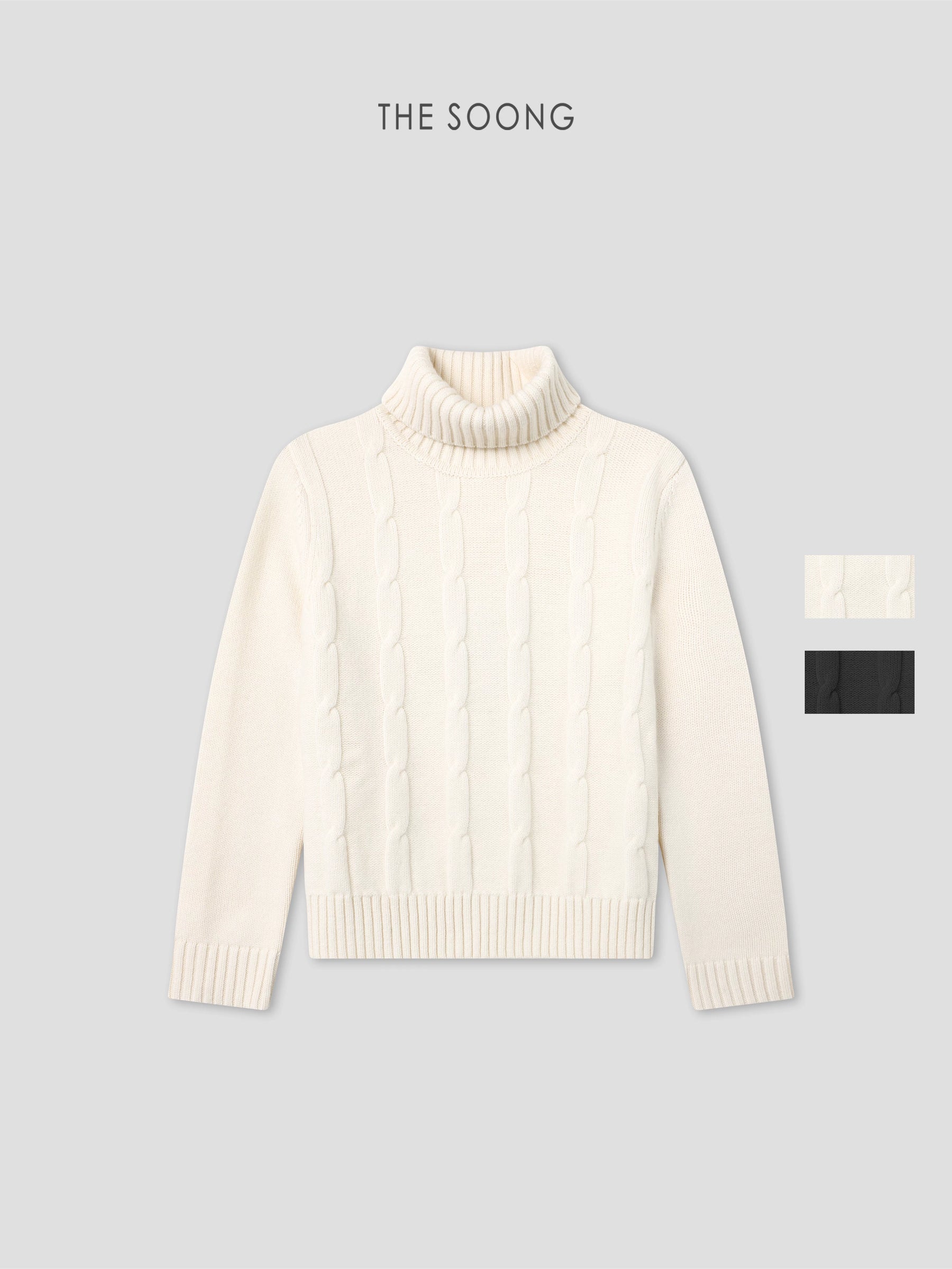 THESOONG / Caroline Sweater 100% Pure Wool High Collar Cable Knit Pullover Sweater for Women 9230
