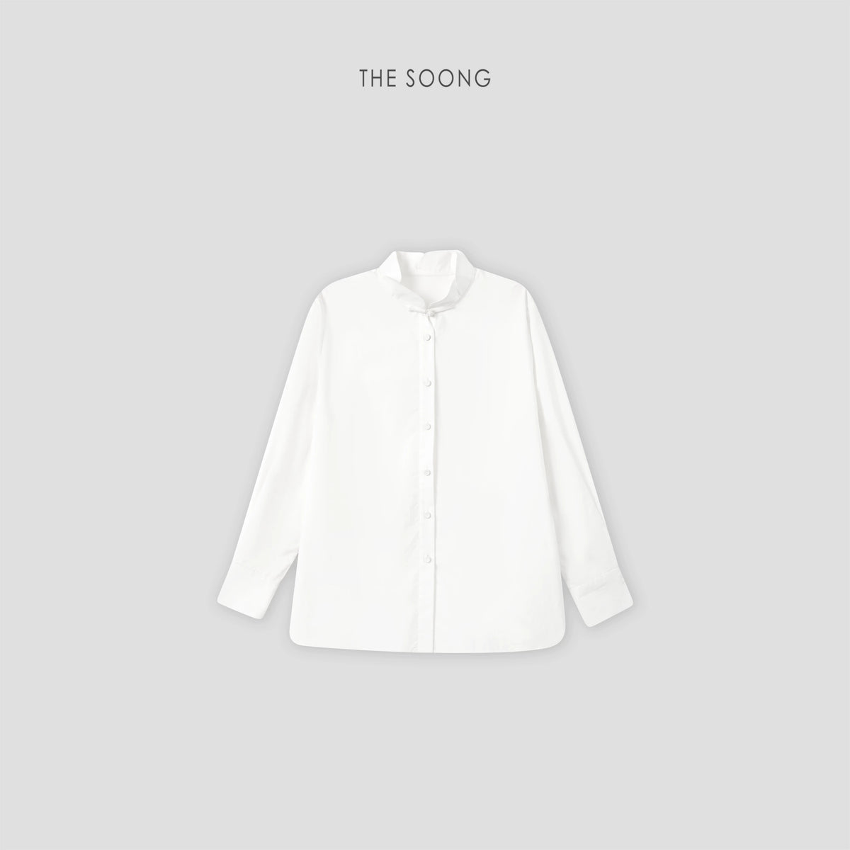 THESOONG / Artistic Conception Handmade Frog Button Mulberry Silk High-end Stand Collar White Crisp Shirt Jacket 8653