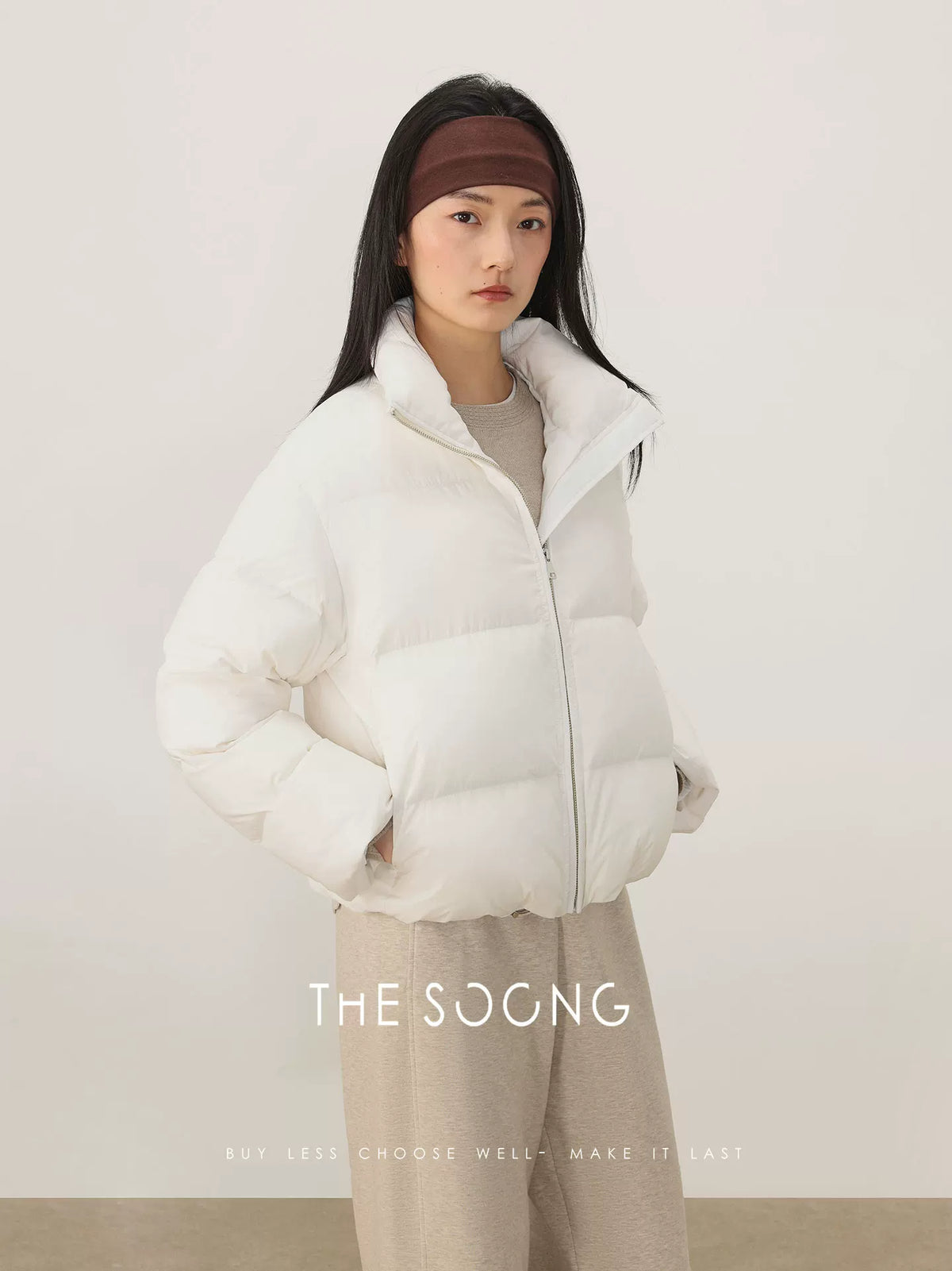 THESOONG / New Women's Custom Three-proof 95 Goose Down Warm Stand Collar White Down Jacket 8293