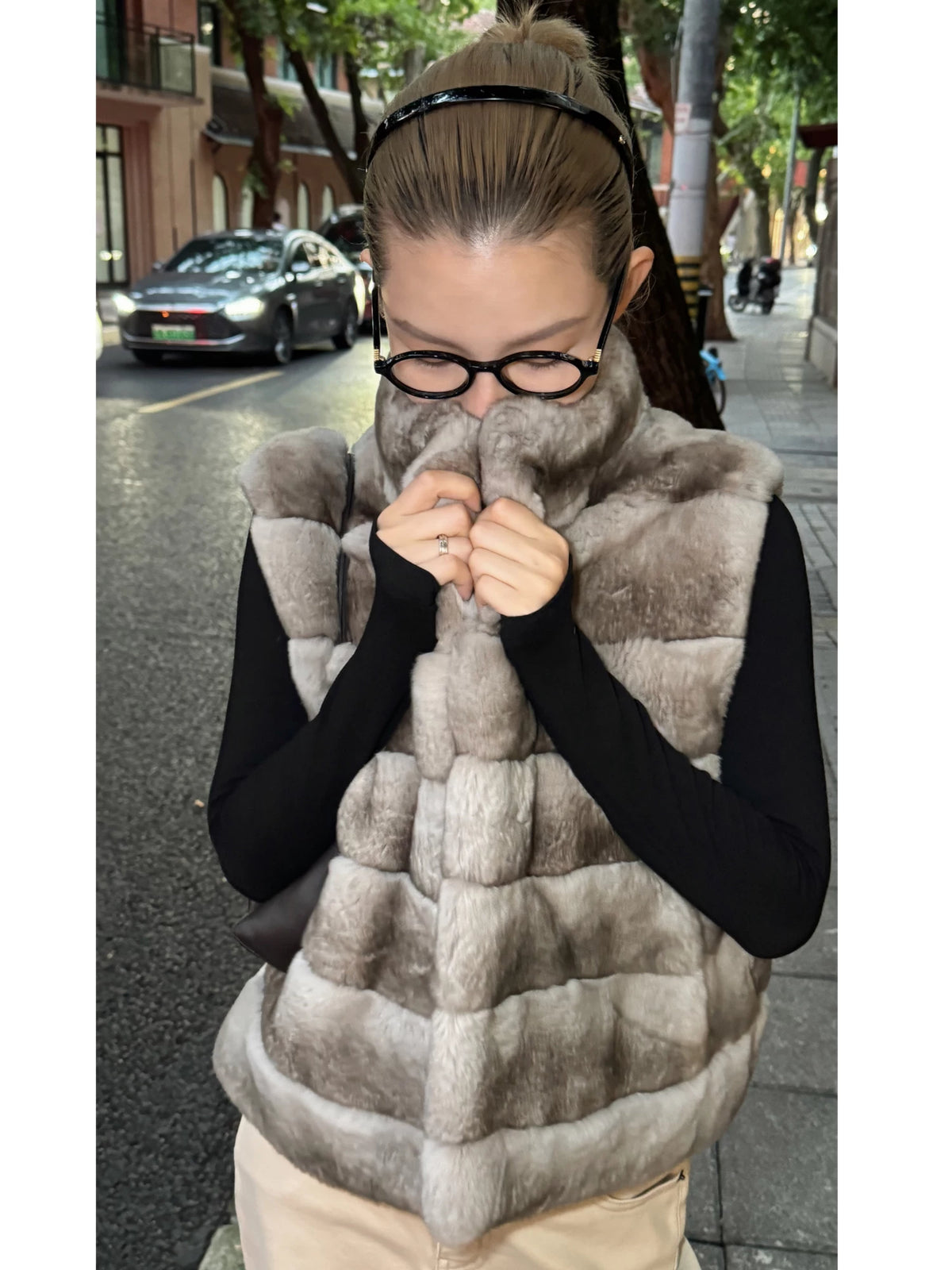 THESOONG/ Grade 3 100% Rex rabbit hair classic high-quality plush lightweight warm fur vest 9560