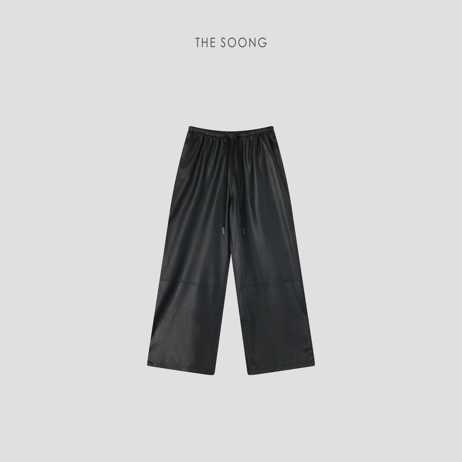 THESOONG/ Soft Leather Pants 100% Sheepskin Craftsmanship Simple Tanned Textured Elastic Drawstring Leather Pants 9301