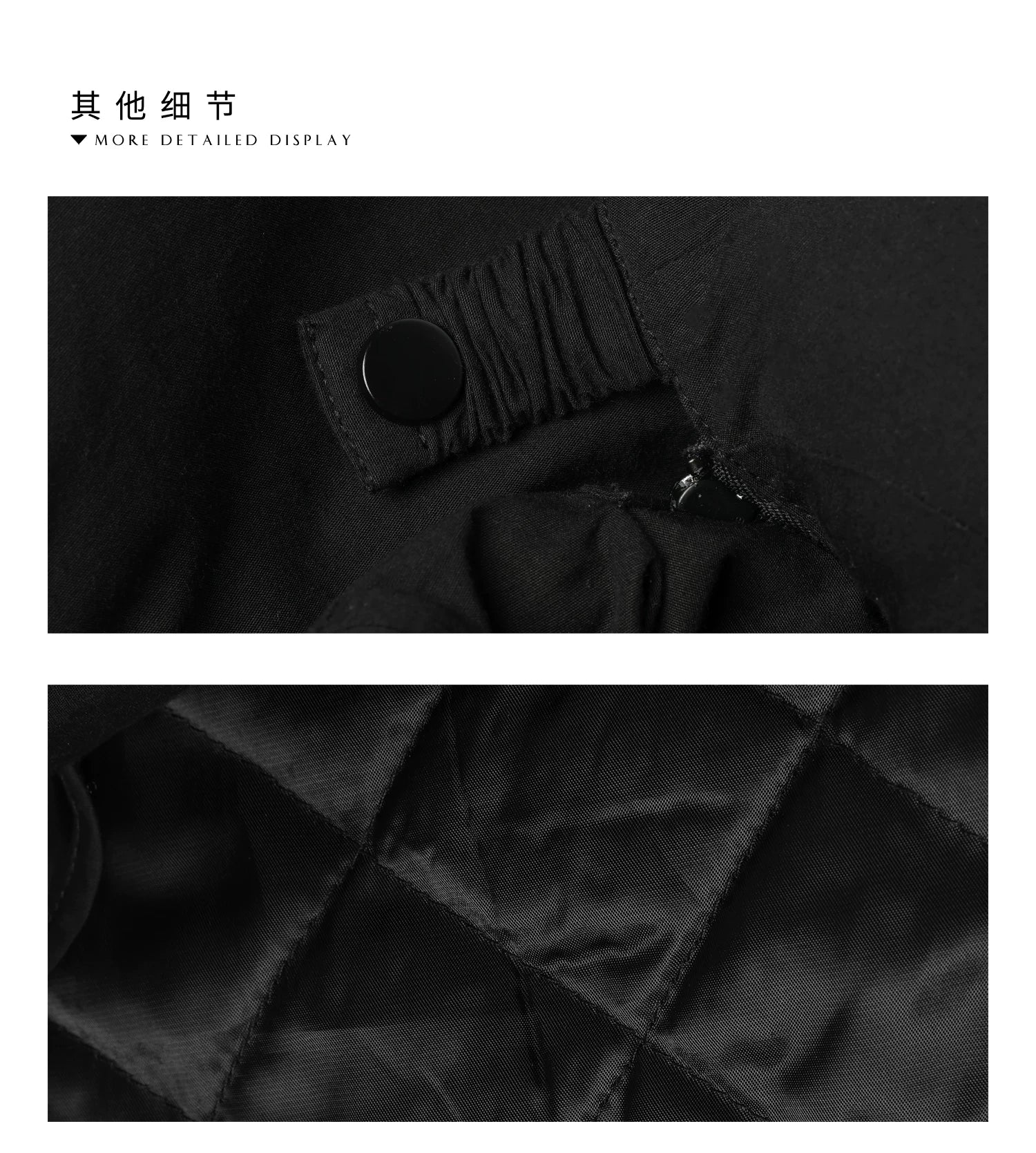 THESOONG/Amsterdam Pima Cotton Black Oversized Slim Petite Autumn-Winter Quilted Windbreaker Jacket for Women