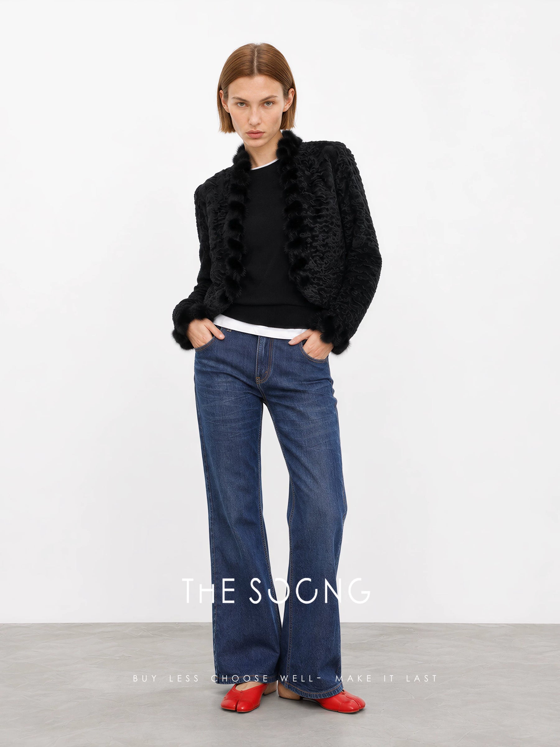THESOONG / Italian Candiani luxury denim ring-spun indigo mid-rise jeans for women 9094