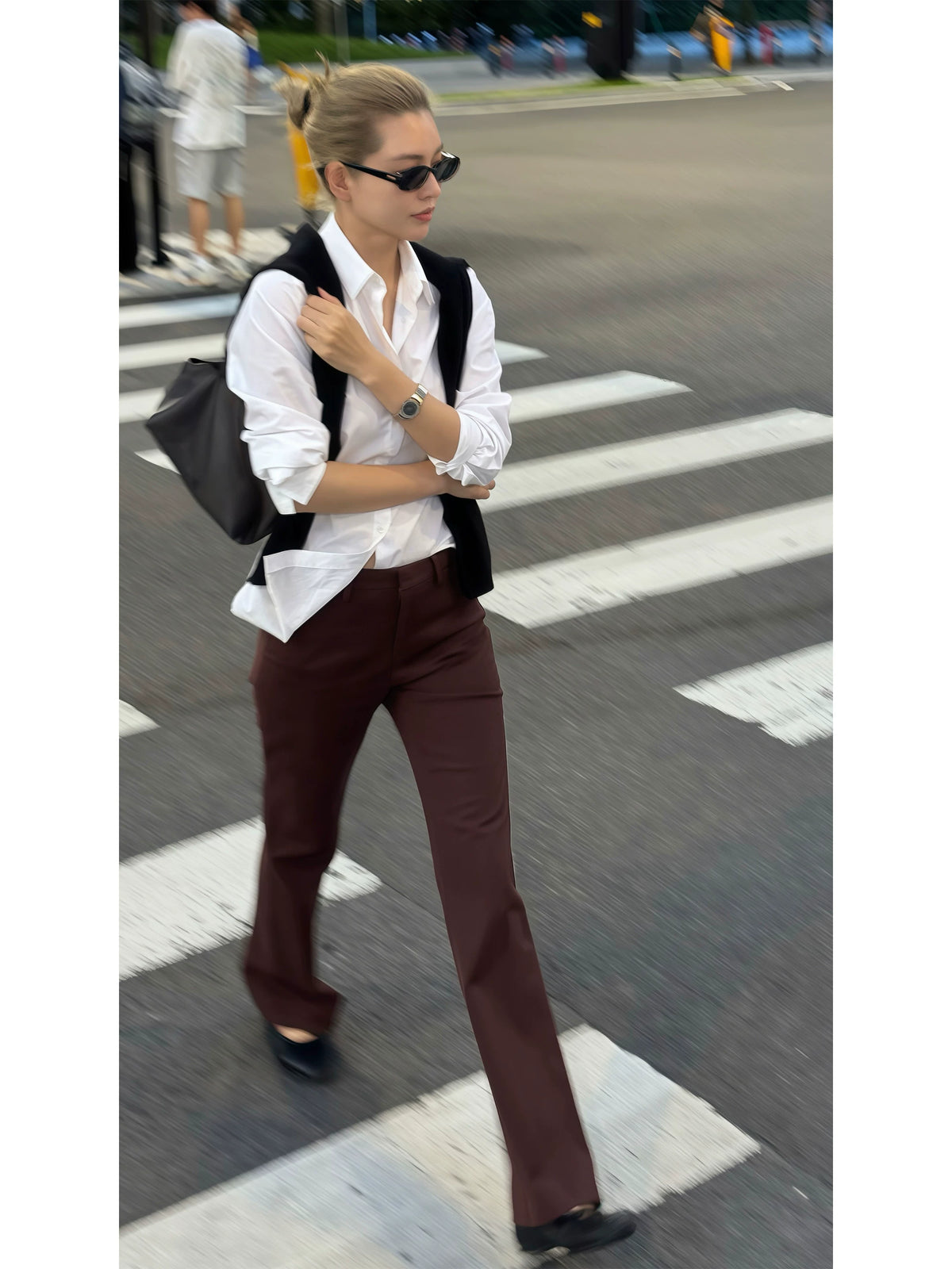 THESOONG/Barbie Little Black Pants Shaping Hip Lifting Slightly Elastic Structured High-Density Tailored Casual Pants 9395
