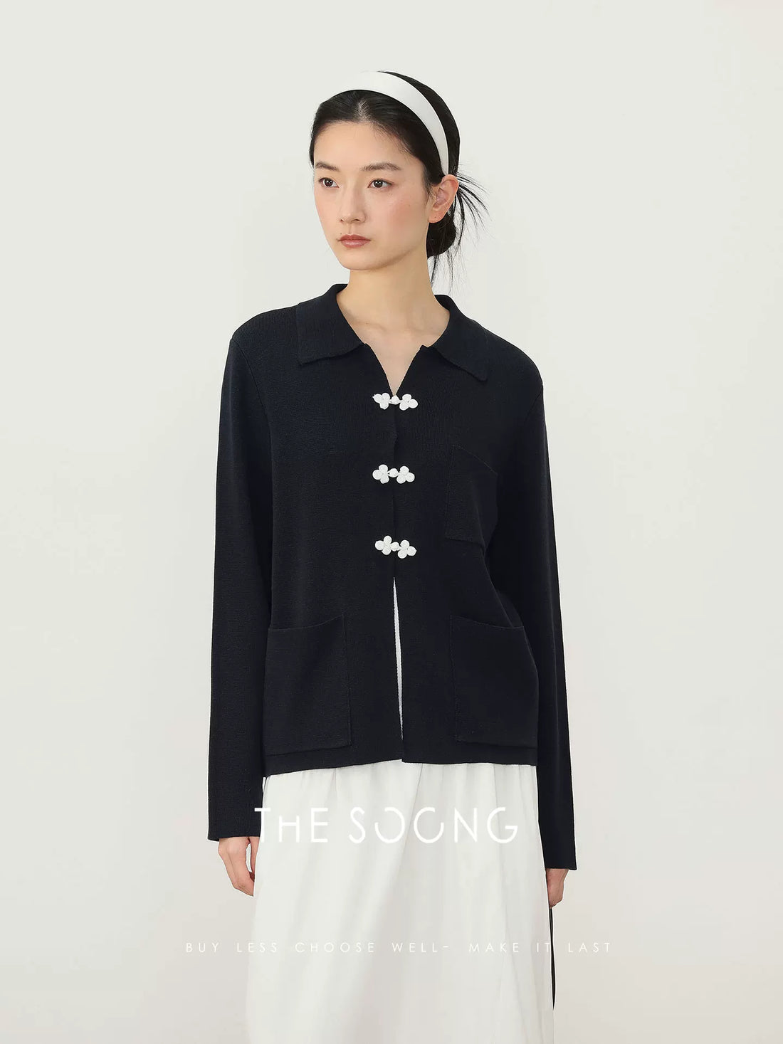 THESOONG / Spring Lyocell Linen Knit Top Women's Turn-down Collar Cardigan Outerwear Petite 8492