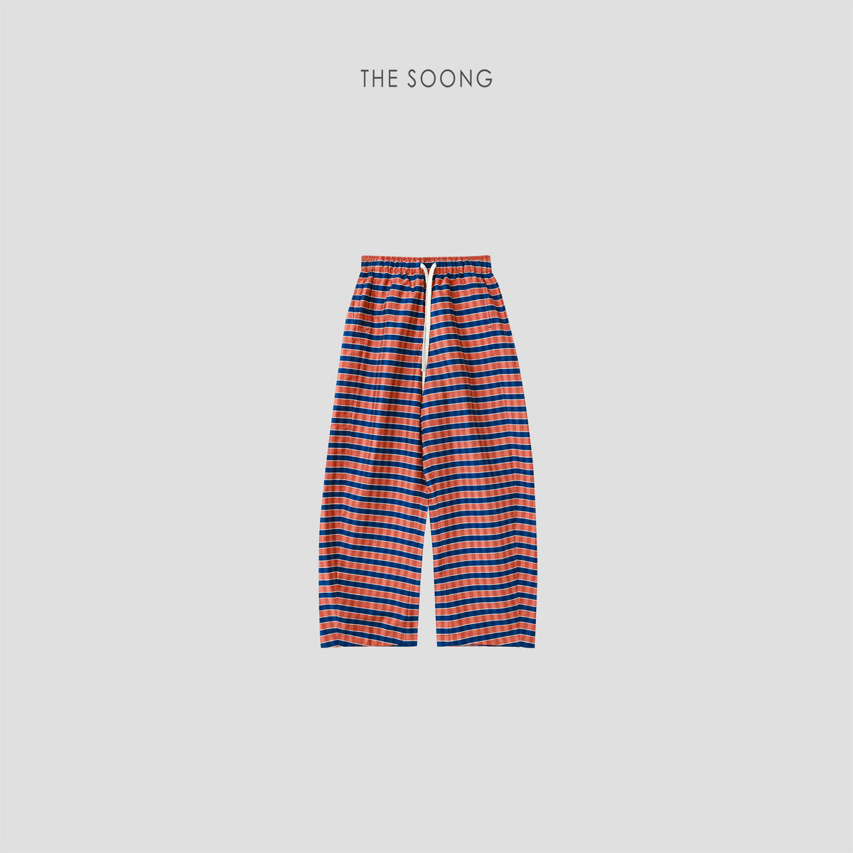 THESOONG/Red and Blue Plaid Straight-Leg Pants for Women, Summer Thin Eco-Dye Recycled Fiber Long Pants HWKZ9315