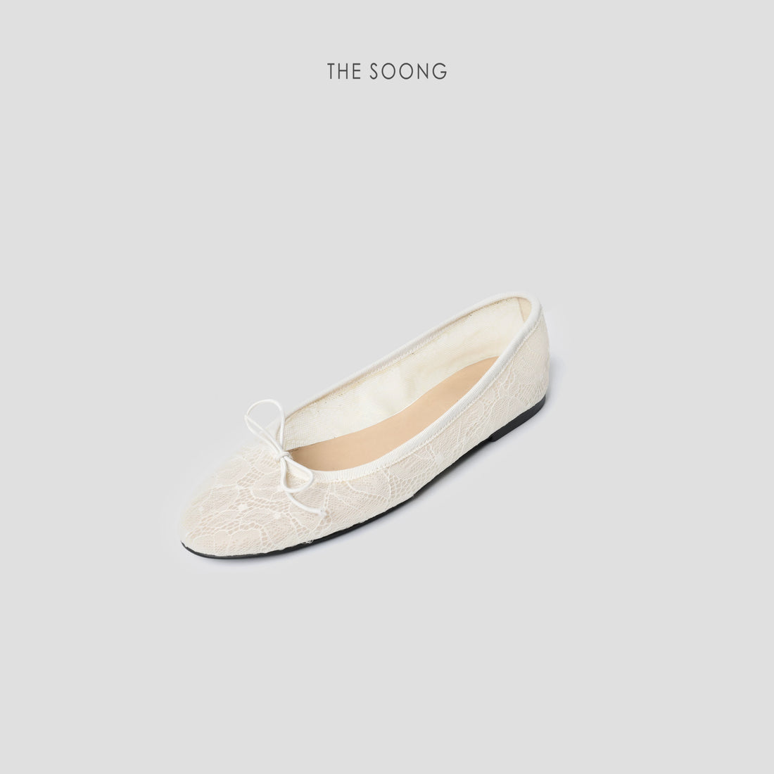 THESOONG/Lace Shoes French Double-Layer Mesh Delicate Pattern Bow Flat Ballet Shoes 7149