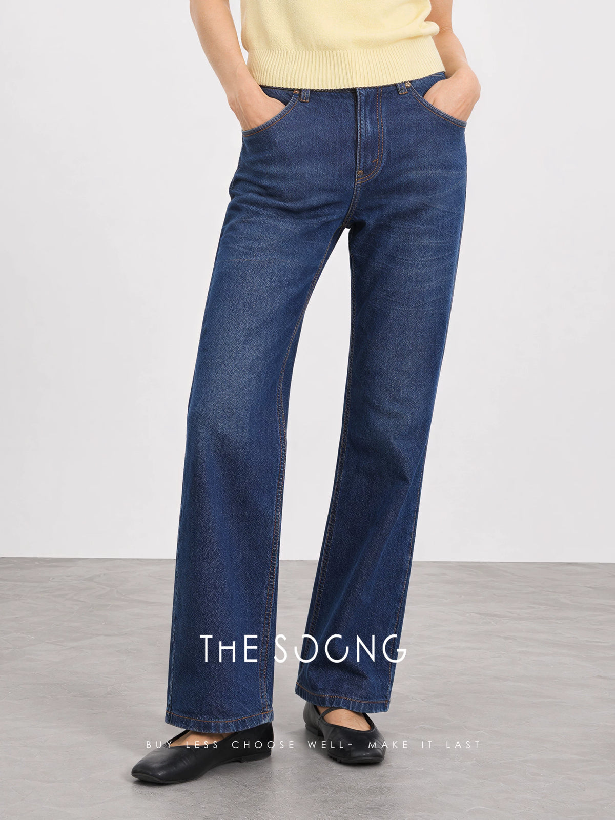 THESOONG / Italian Candiani luxury denim ring-spun indigo mid-rise jeans for women 9094