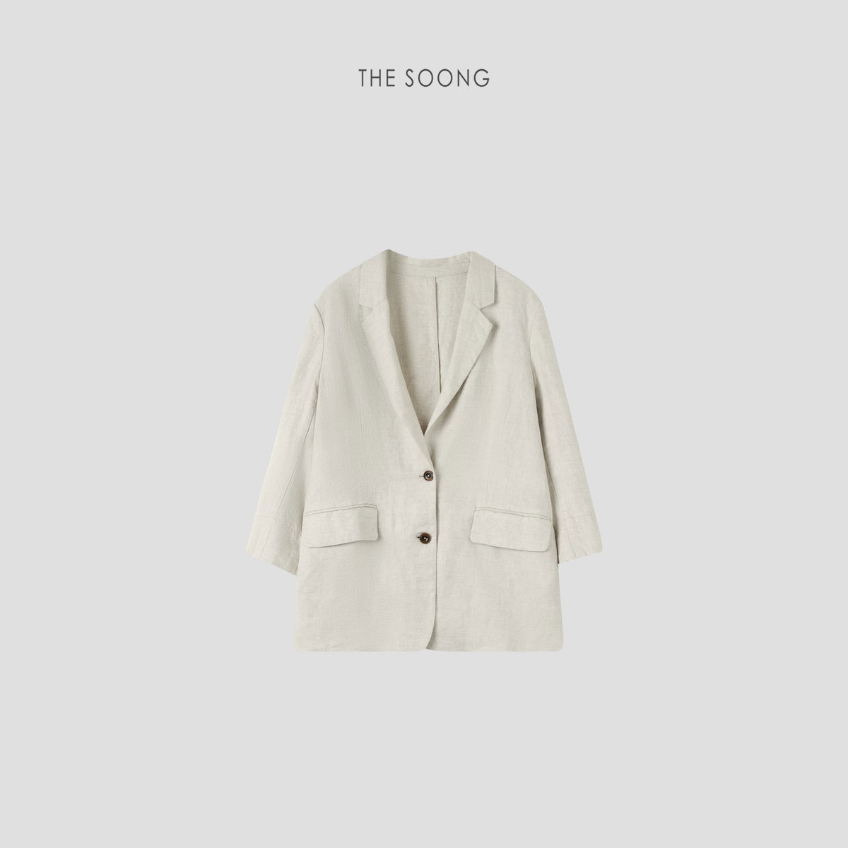 THESOONG/Cool-feel blazer summer pure natural linen naturally wrinkled texture three-quarter sleeve blazer for women 6652