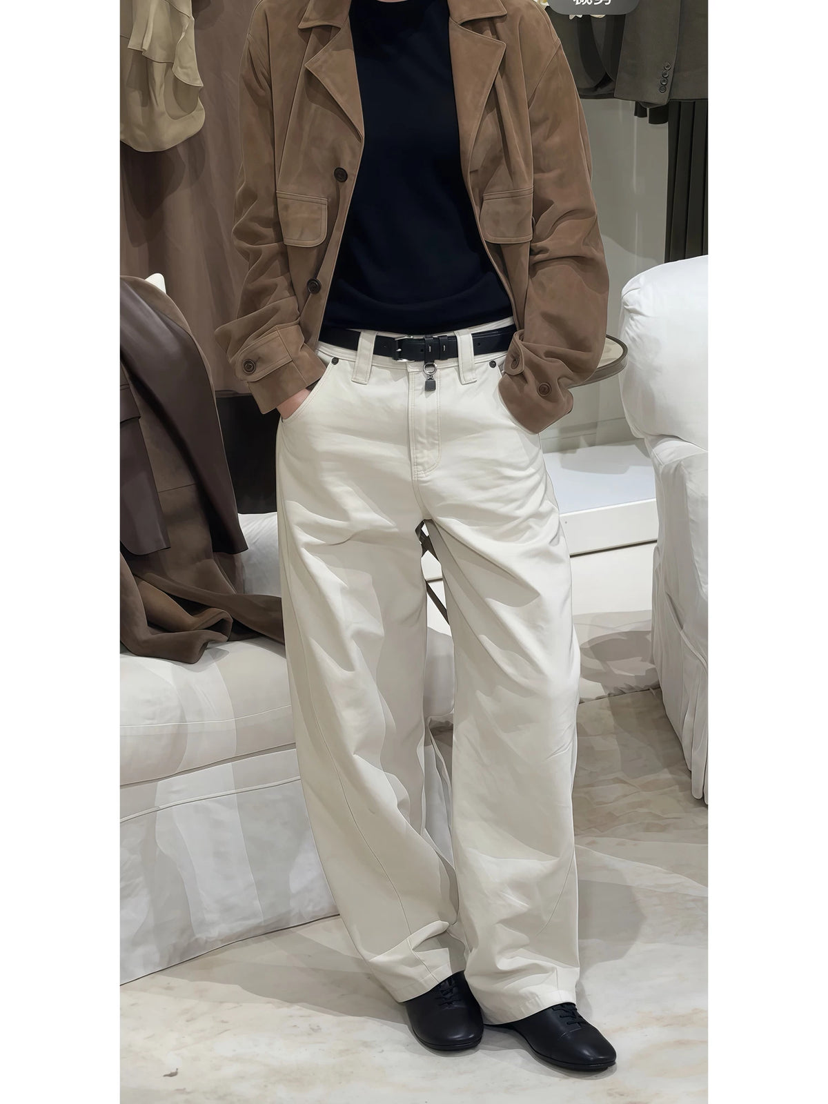 THESOONG/Coconut pants retro light workwear style nostalgic washed loose slimming jeans for women new in autumn