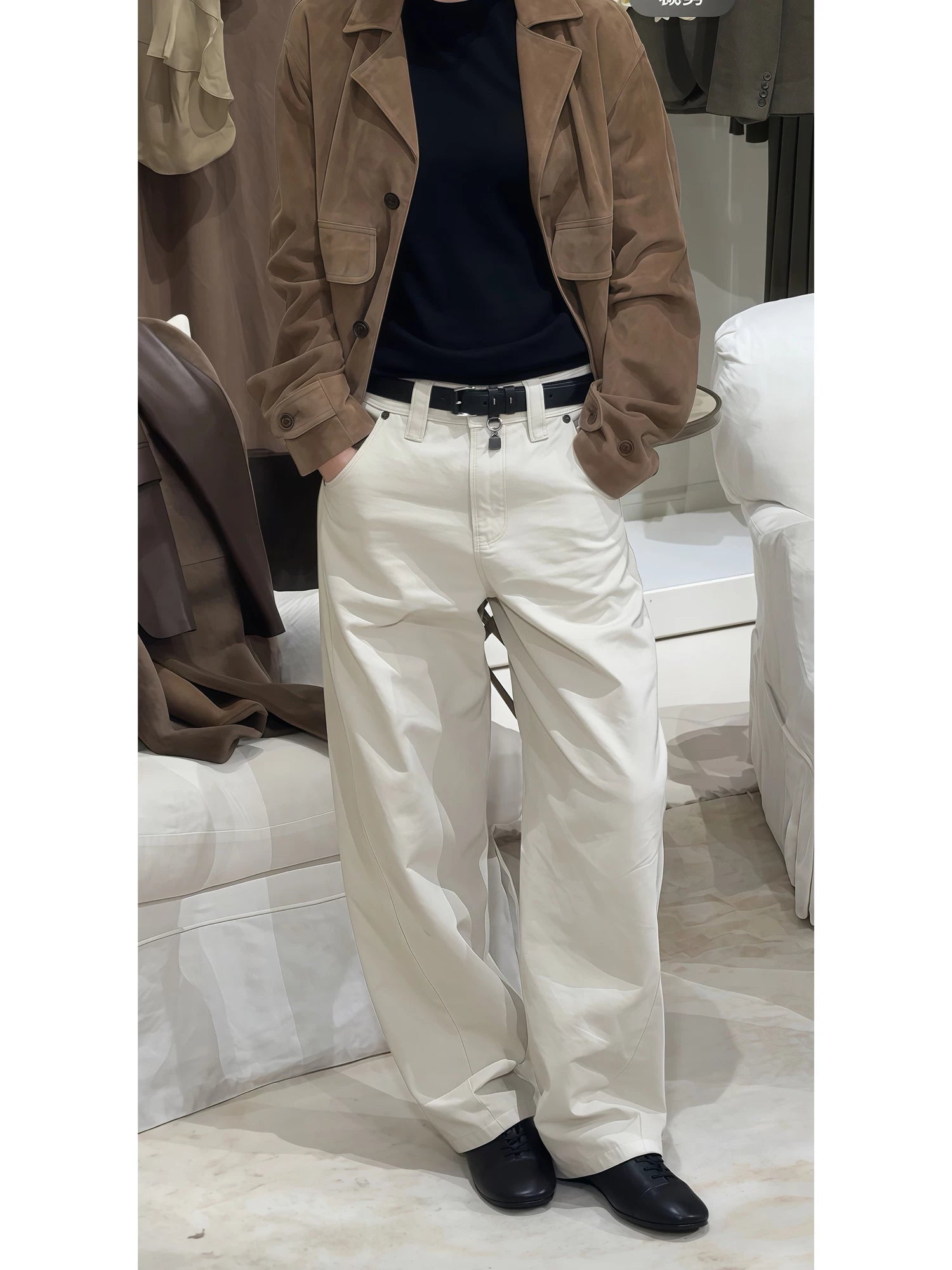 THESOONG/Coconut pants retro light workwear style nostalgic washed loose slimming jeans for women new in autumn