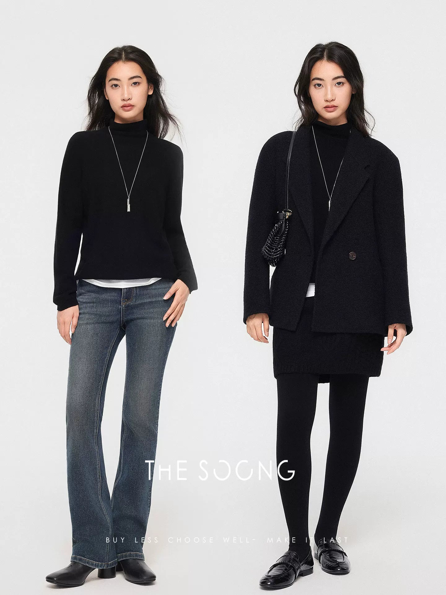 THESOONG/Skin-Like Softness High-Density Cashmere Wool Skin-Friendly Nude Feeling Half Turtleneck Sweater 8079
