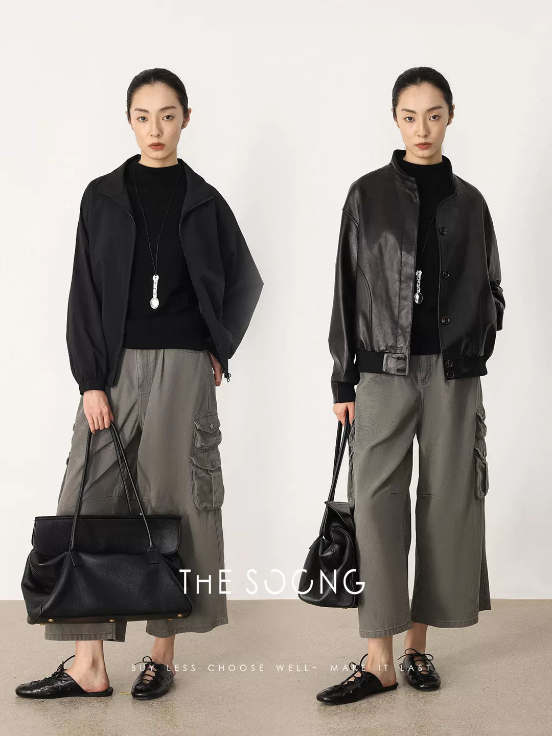 THESOONG/Spring New Casual Nine-Point Wide-Leg Cargo Pants Women Outdoor Casual Sports HBKZ8047
