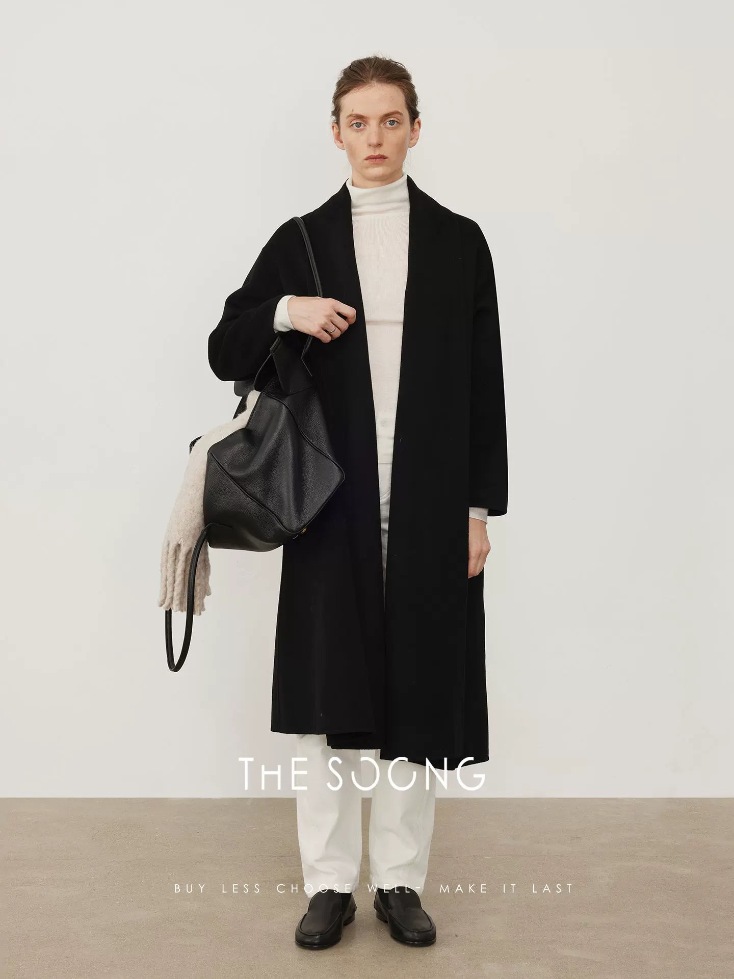 THESOONG/Moody warmth, classic cashmere wool patched sleeve relaxed coat jacket 8078