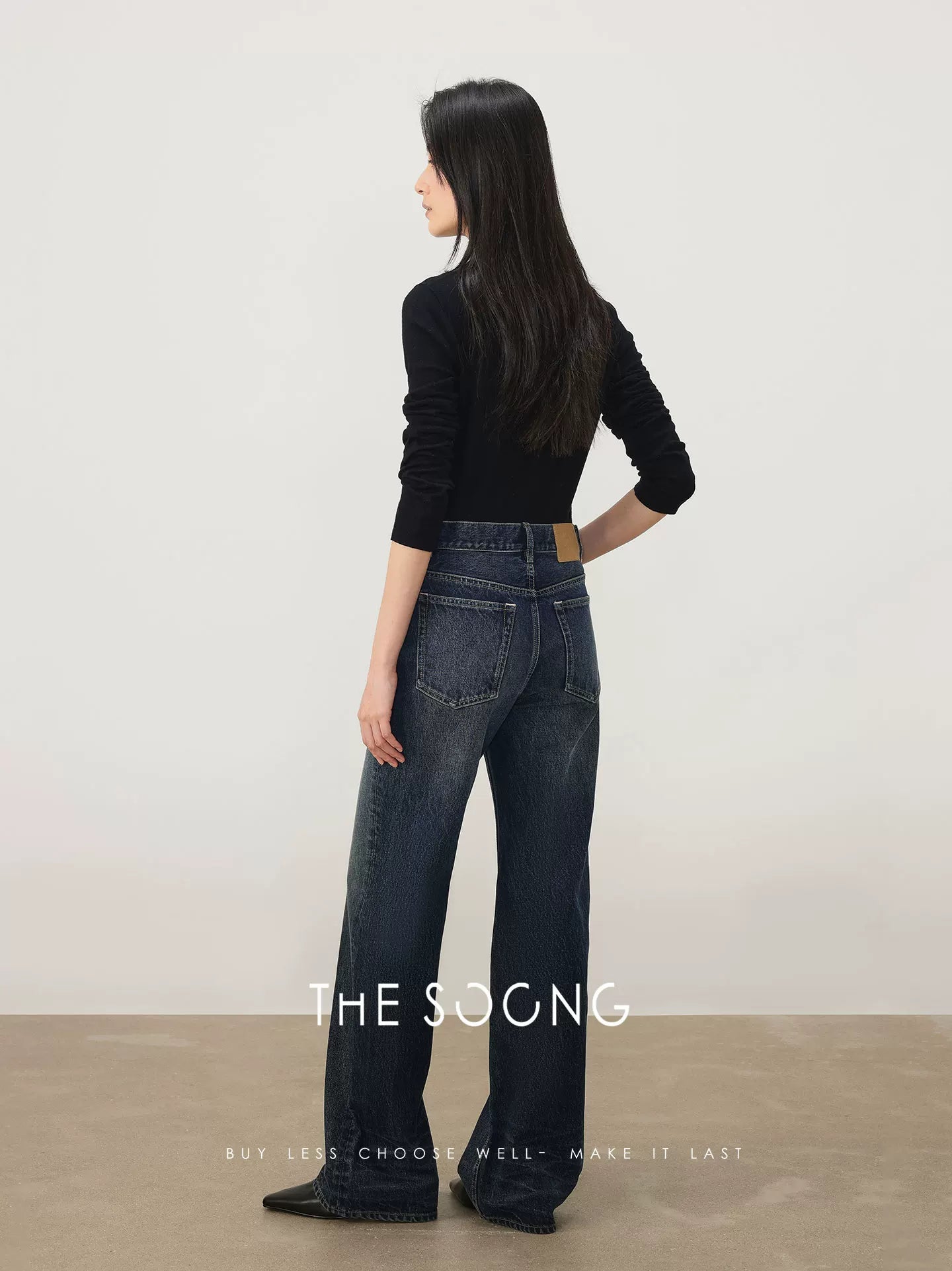 THESOONG/Cloud Catwhisker Spring BB Classic Straight-Leg Jeans for Women, Vintage Wide-Leg Slimming Long Pants 8255