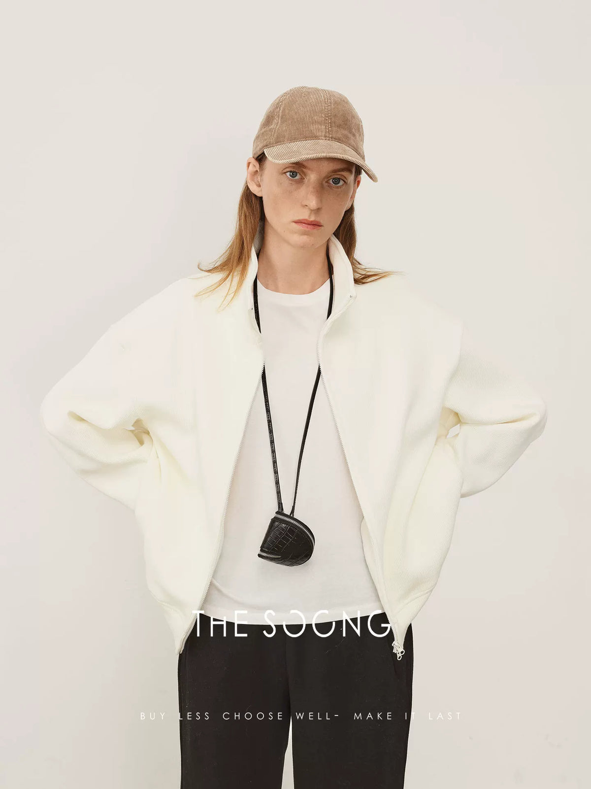 THESOONG/Minimalist Moment Autumn Winter New Classic Soft Yuanbao Knit Integrated Fleece Stand Collar Jacket 8036