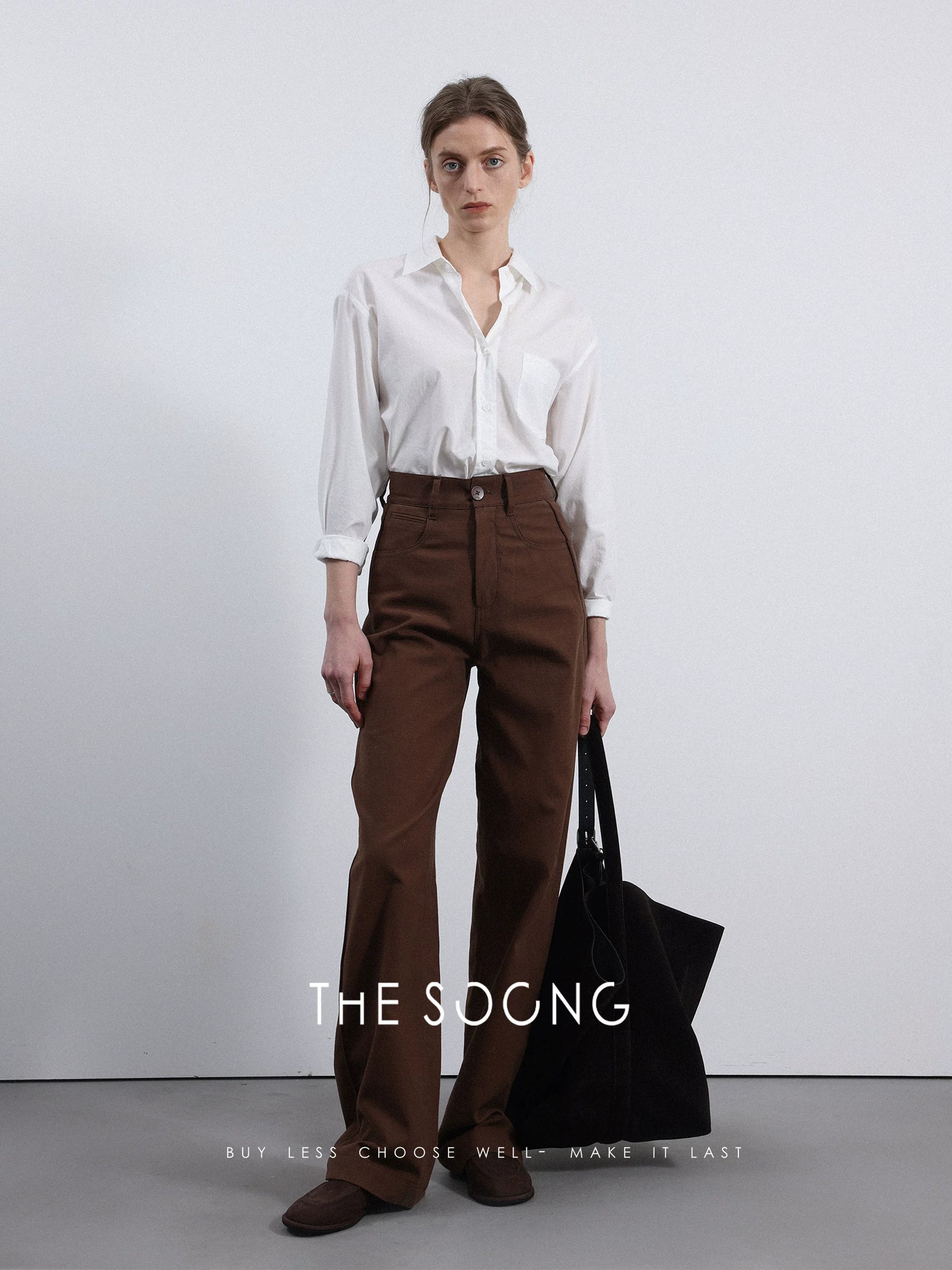THESOONG / Casual Classic Extra Soft Washed Extra Soft Mulberry Silk Basic White Simple Versatile Shirt for Women