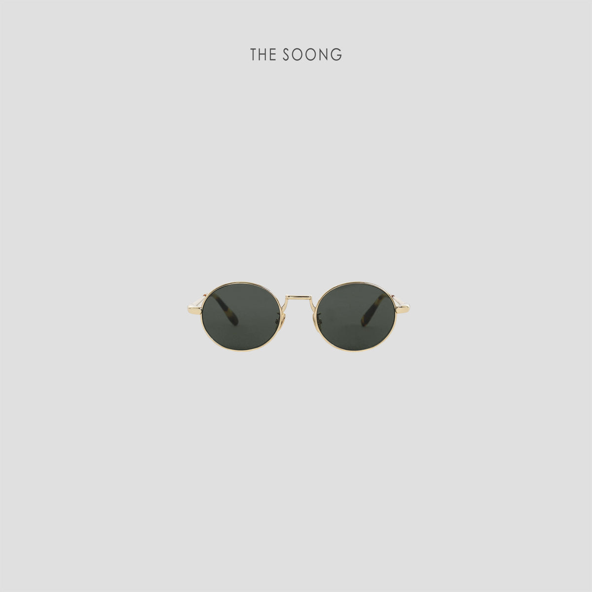 THESOONG/Modern Glasses, White Copper Metal Round Frame, Tortoiseshell Temples Sunglasses 9226